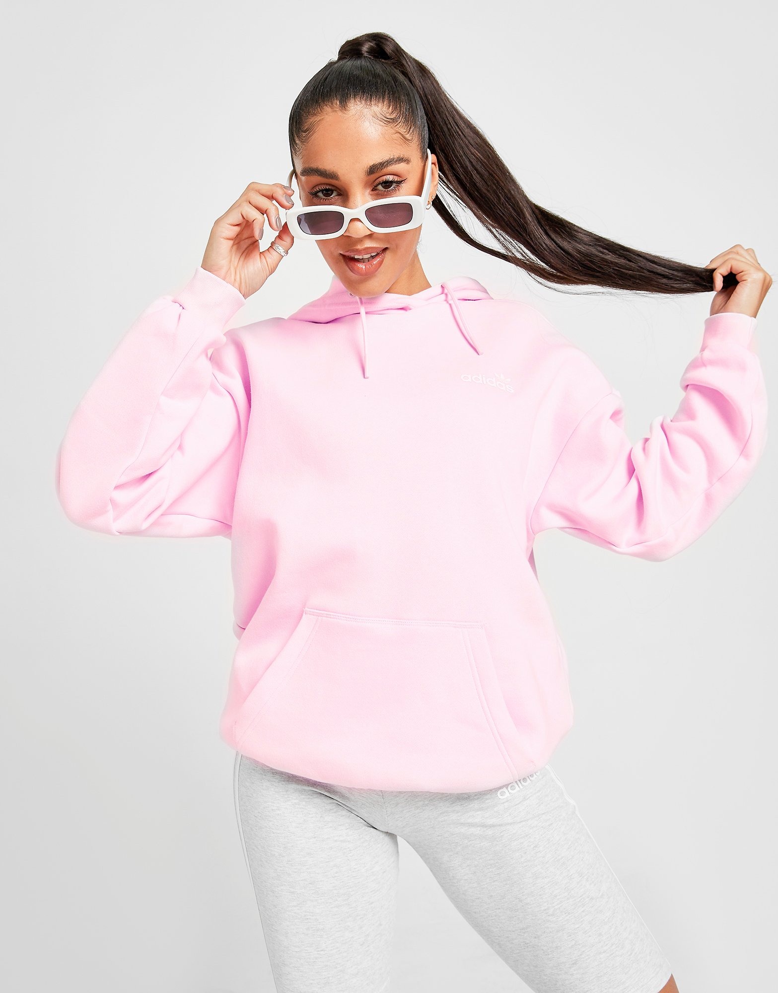 Pink adidas Originals Linear Fleece Overhead Hoodie | JD Sports Malaysia