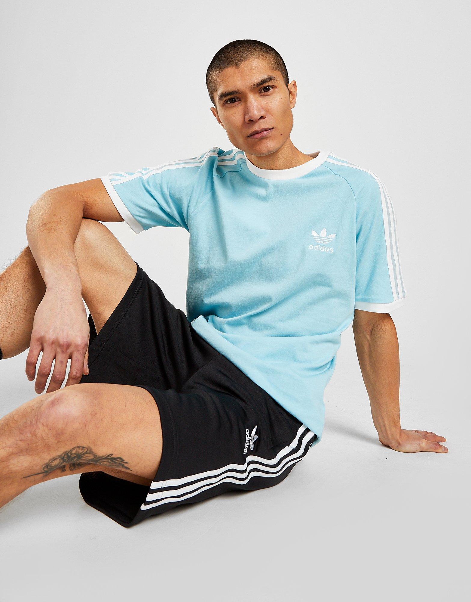 adidas originals california 3 stripe t shirt blue