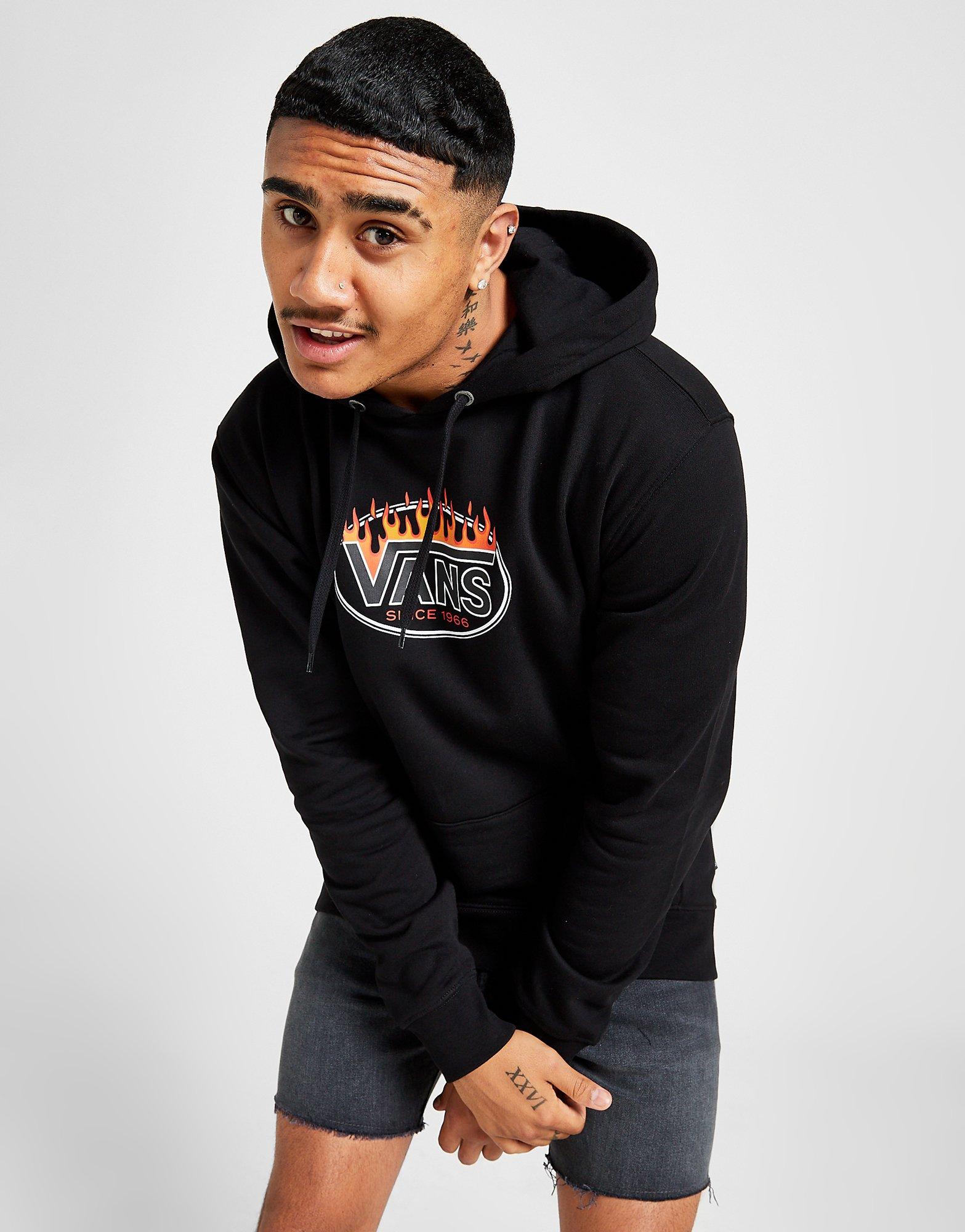 Black Vans Flames Oval Hoodie JD Sports