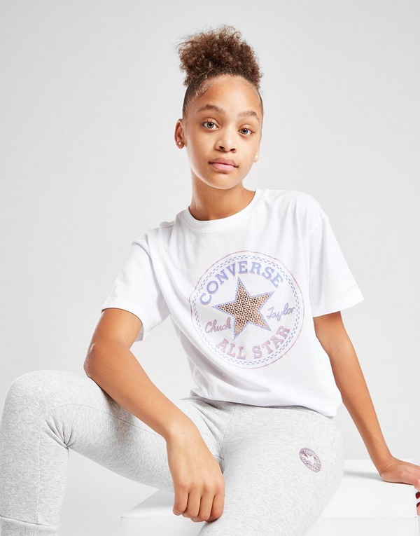 ulækkert Stirre eksplicit Converse Girls' Chuck Taylor Sequinned Logo T-Shirt Junior