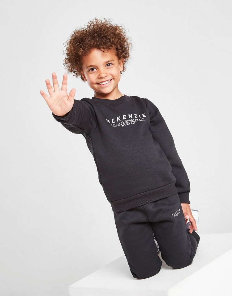 Black McKenzie Mini Essential Large Logo Crew Tracksuit Children | JD ...