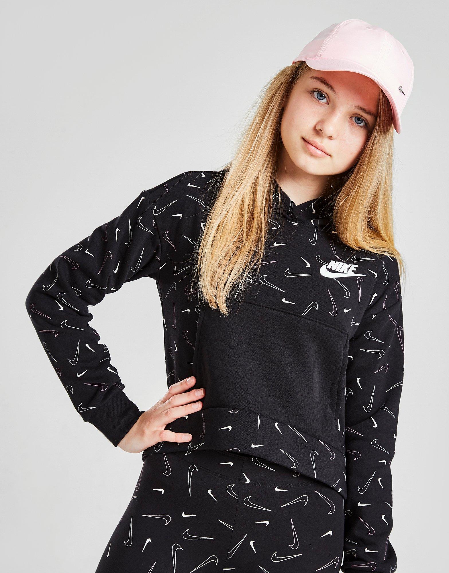 Nike Girls' All Over Swoosh Print Hoodie Junior