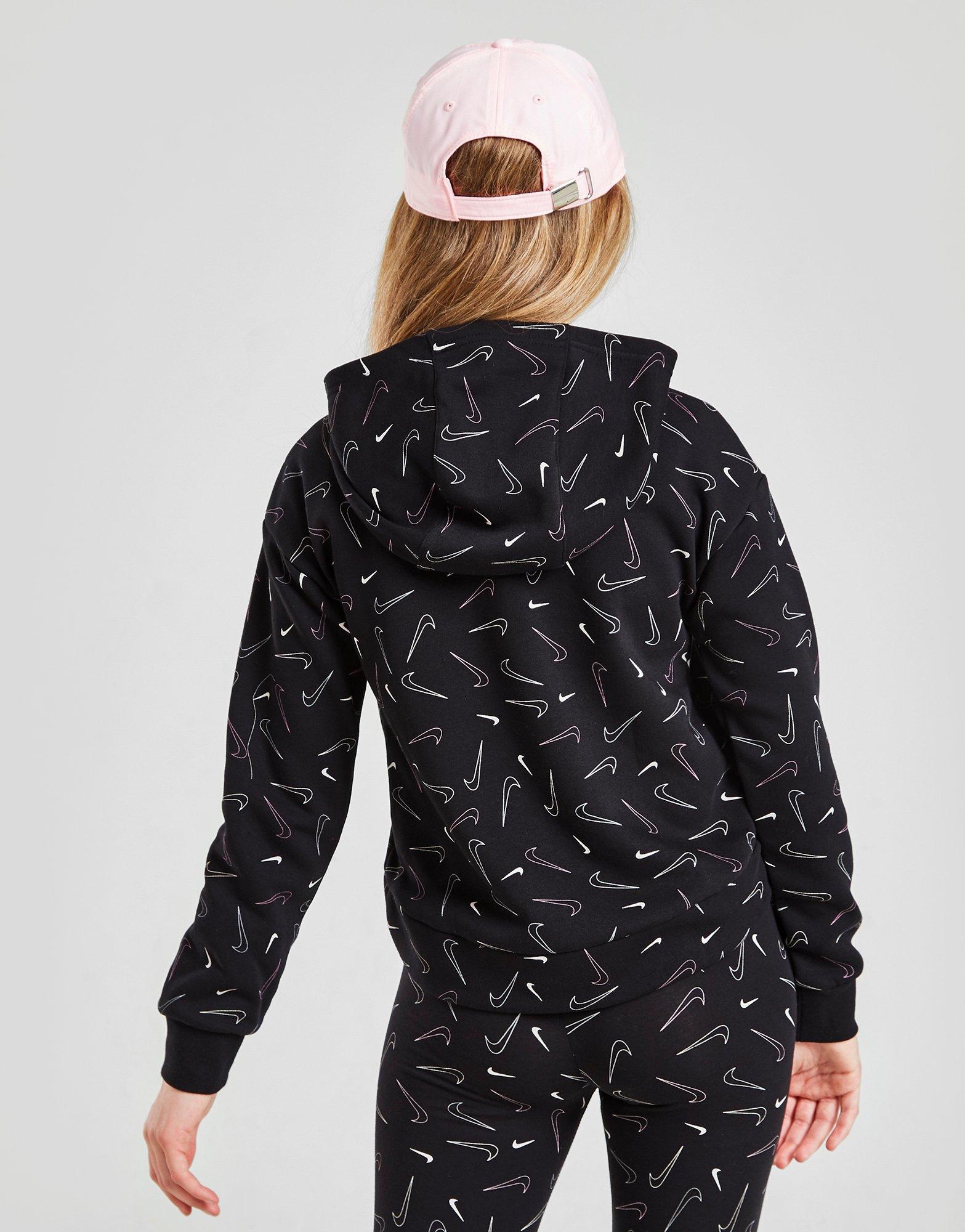 Nike Girls' All Over Swoosh Print Hoodie Junior