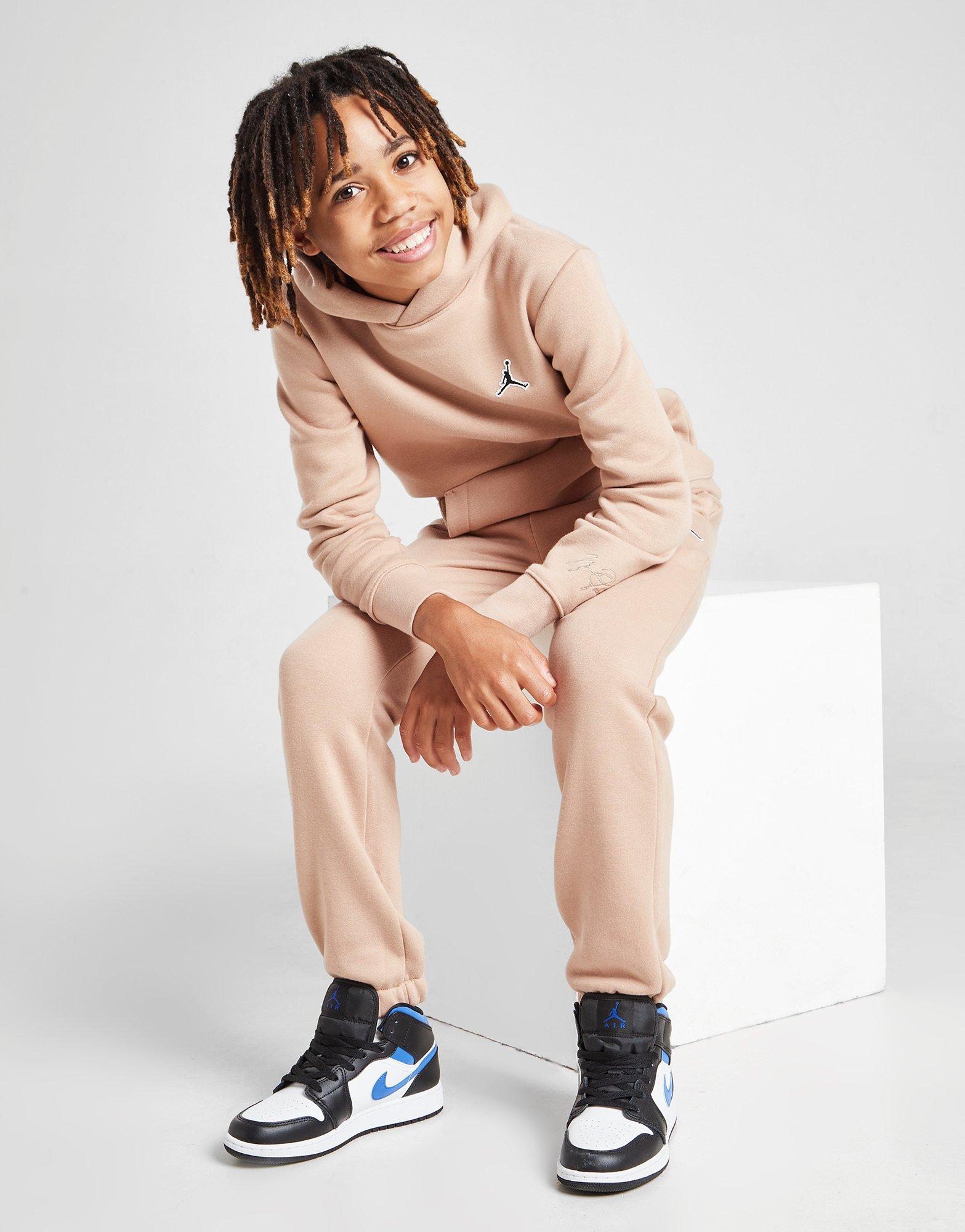 jordan essential felpa con cappuccio junior in marrone jd sports