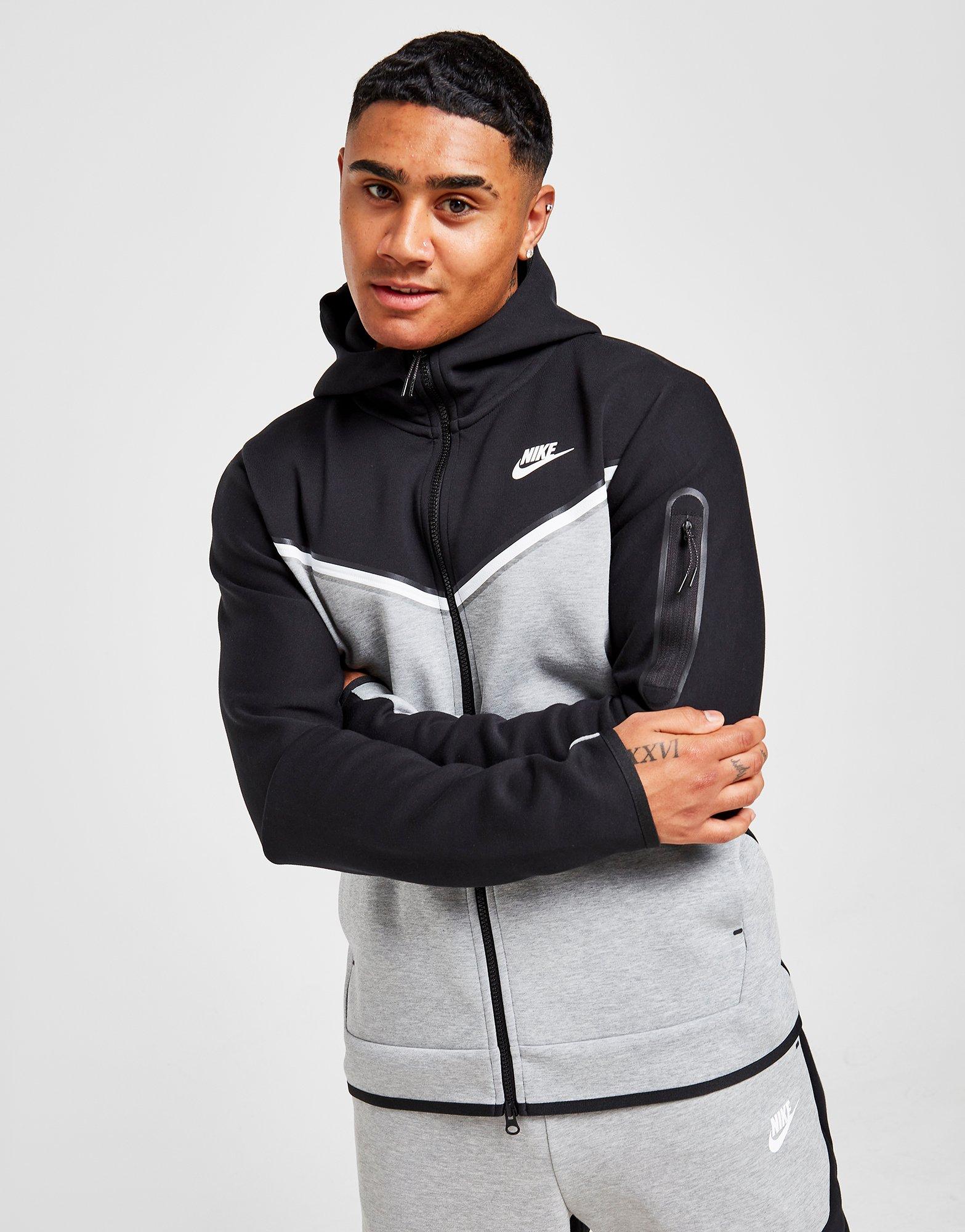 Nike Light Gray and Black Tech Fleece Half Zip Hoodie Jogger Sweat Suit ...