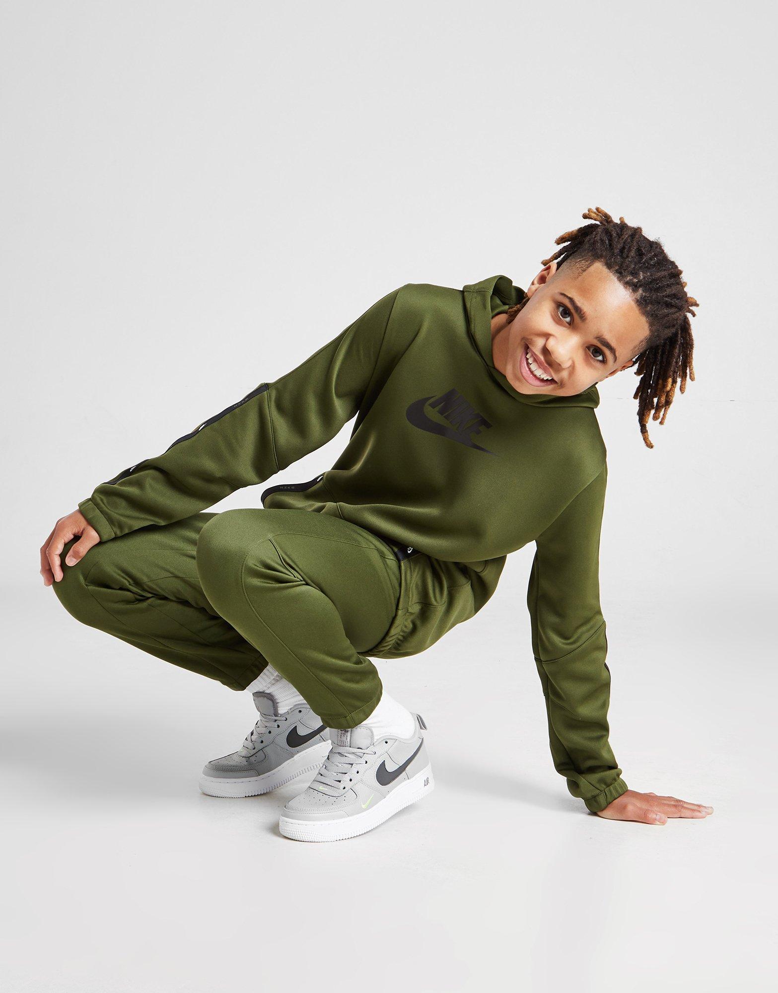 Green Nike Tape Poly Tracksuit Junior 