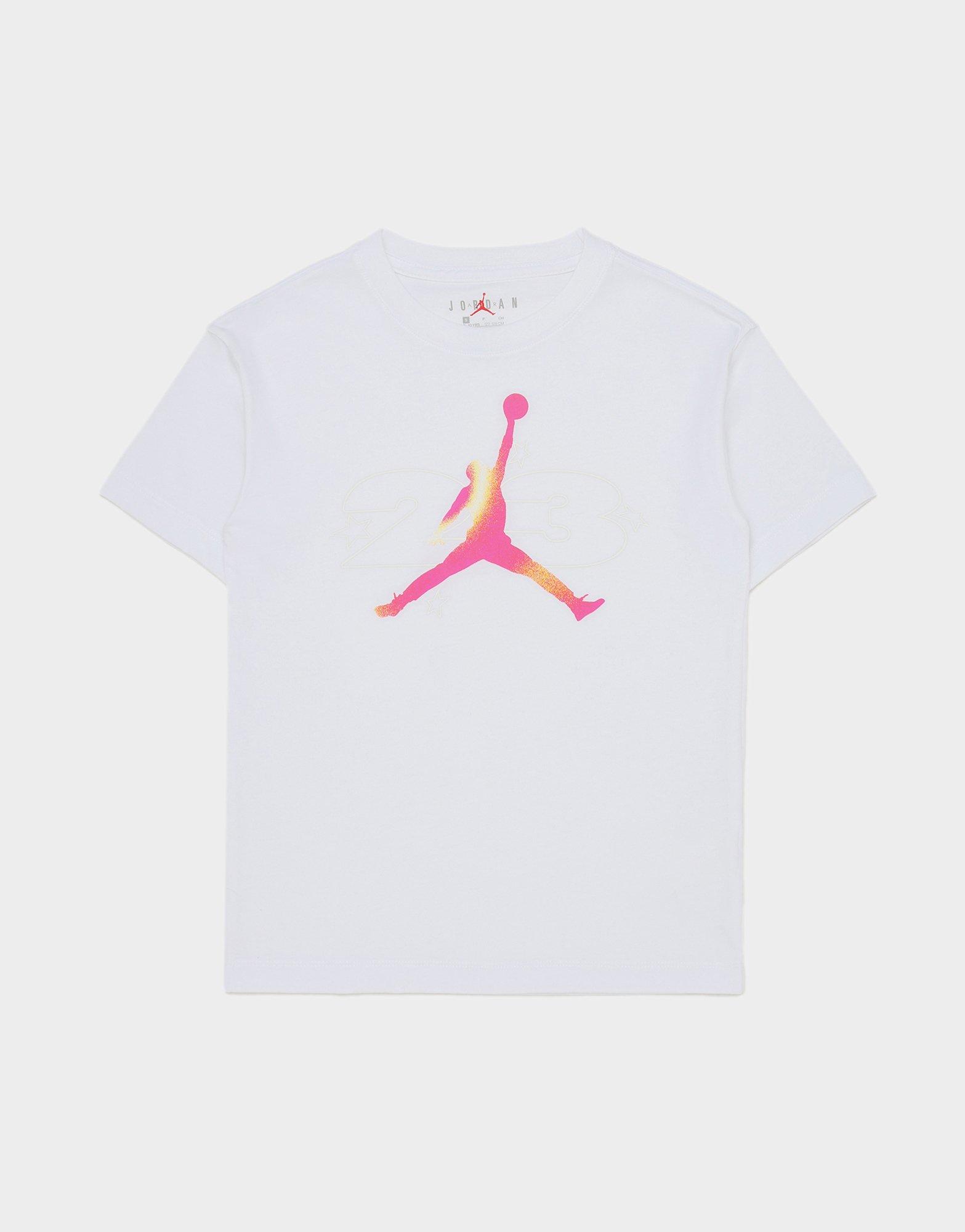 pink and white jordans shirt
