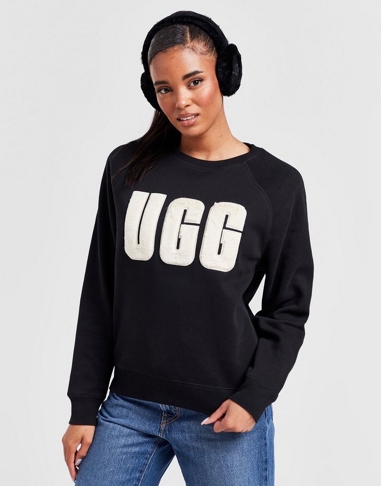 Black UGG Fuzzy Logo Crew Sweatshirt | JD Sports UK