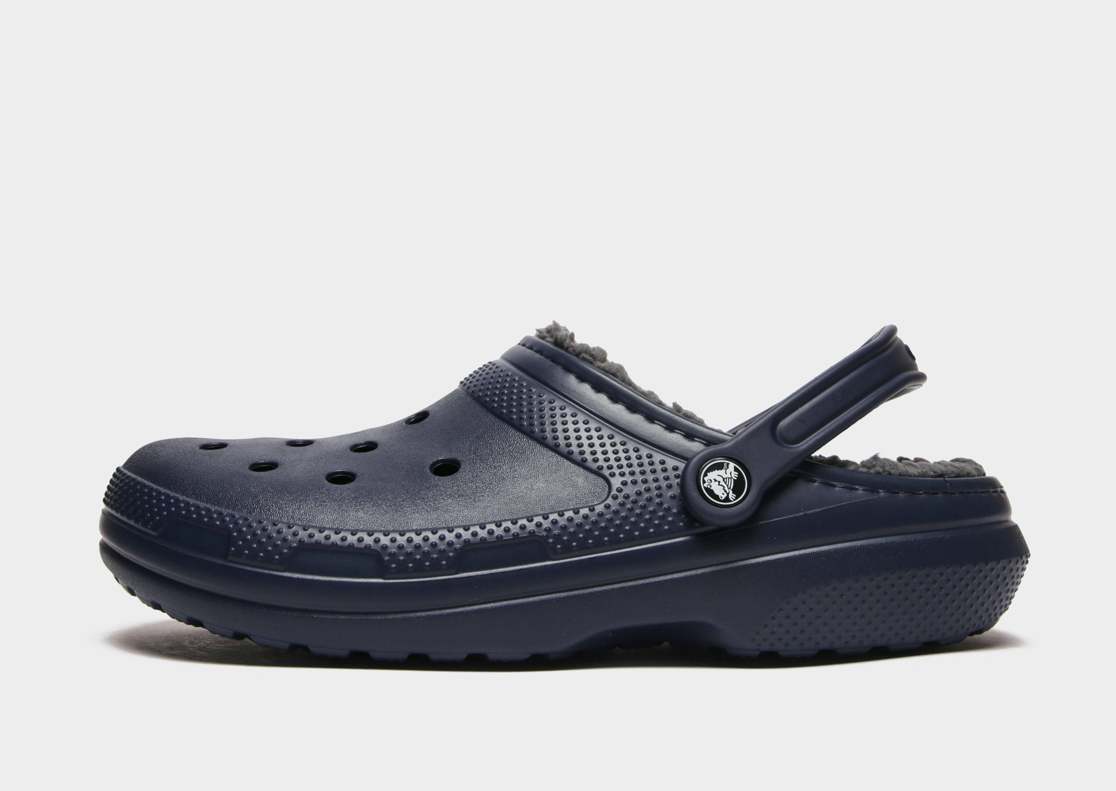 Navy hot sale fuzzy crocs