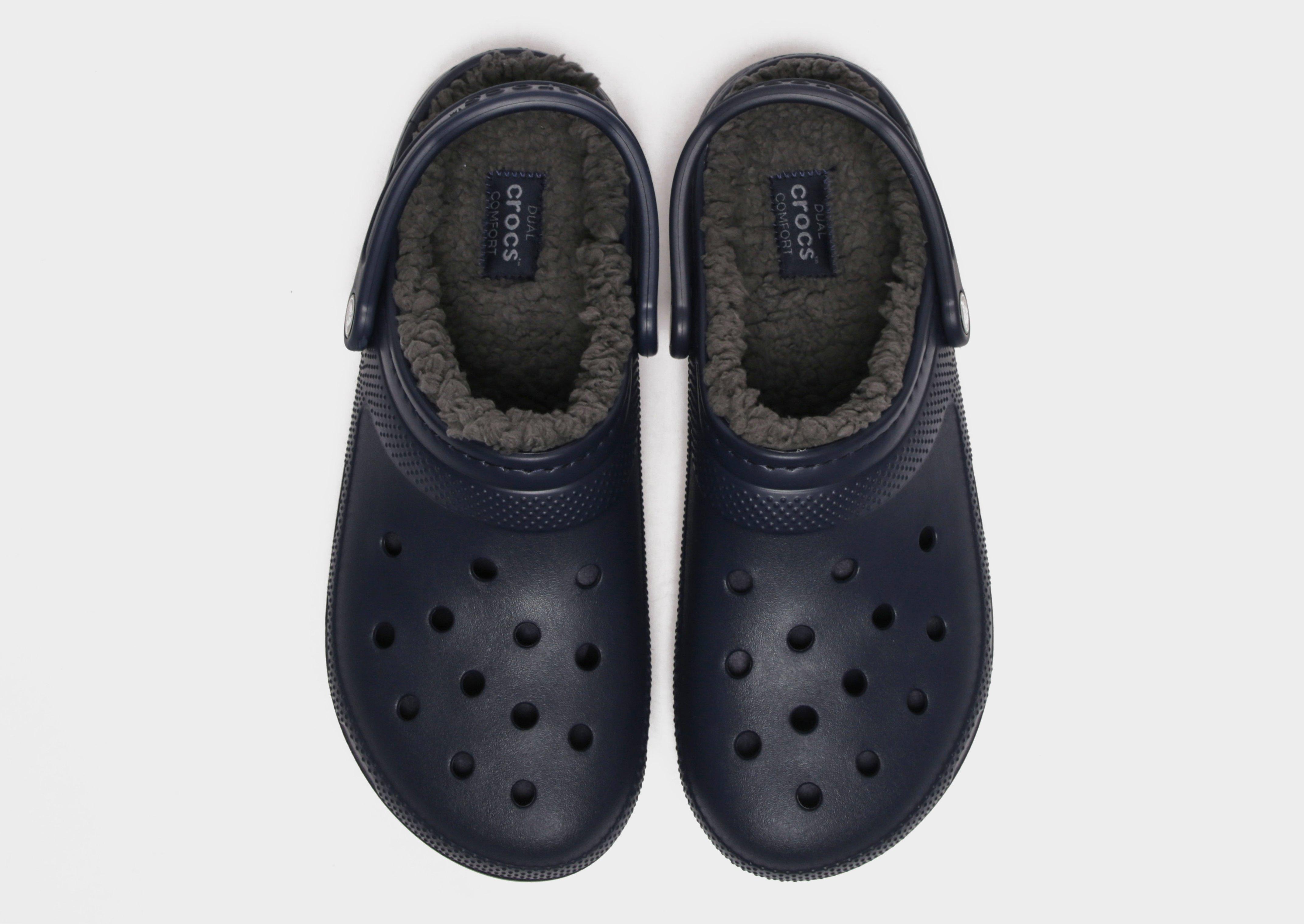 Dark blue lined online crocs