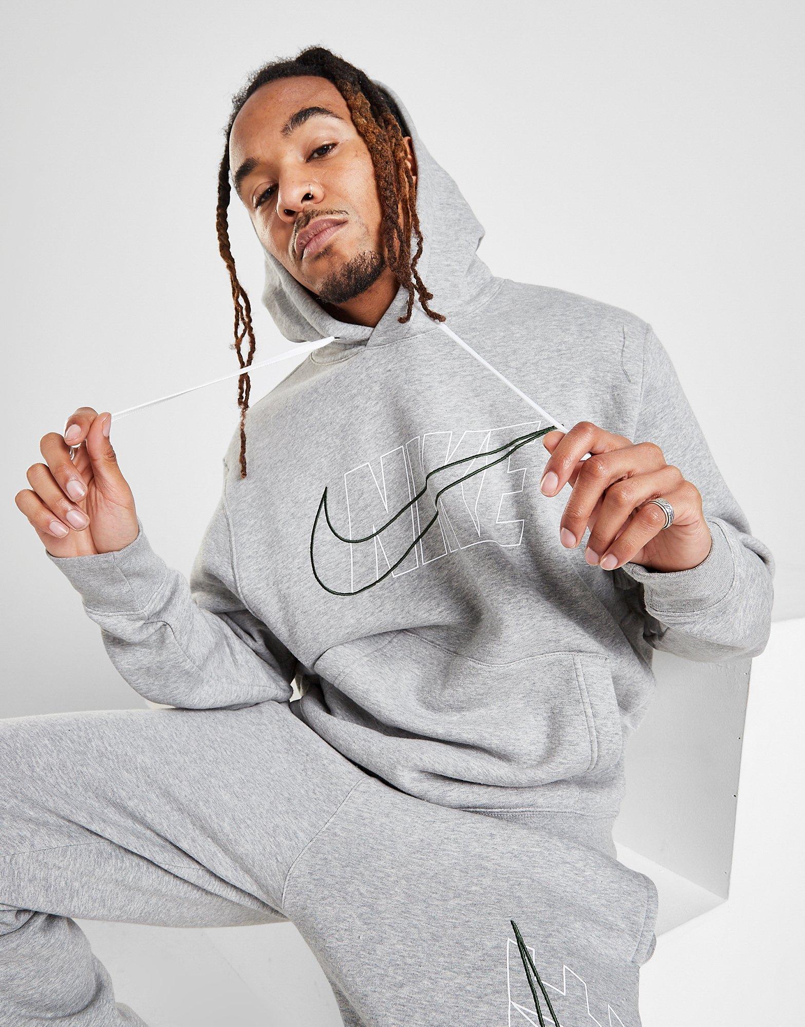 nike club overhead hoodie grey