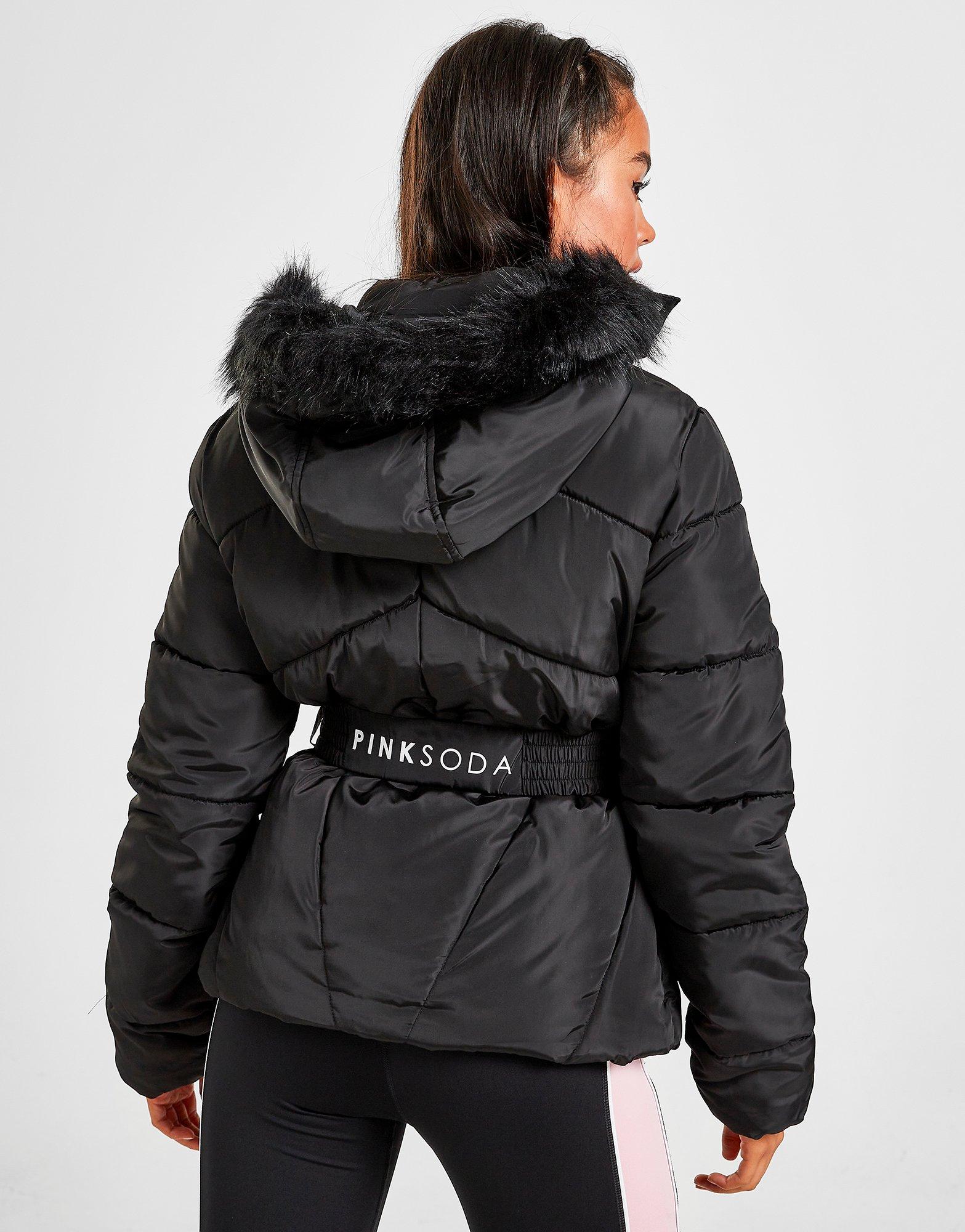 Pink Soda Sport Fur Belted Jacket