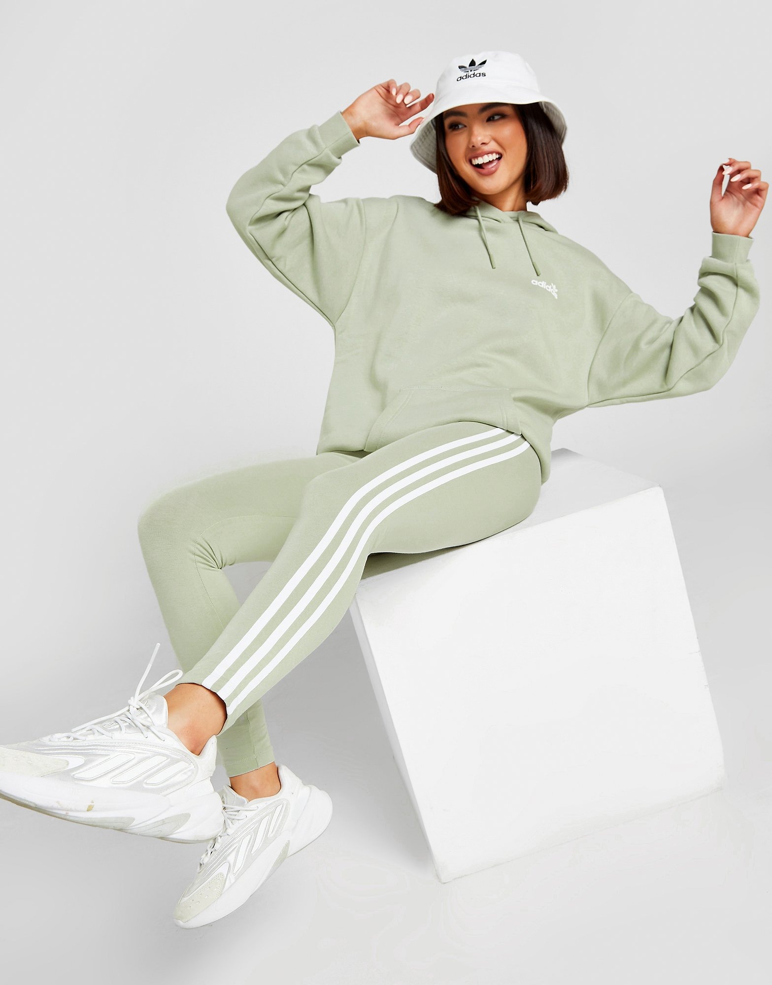 Green adidas Originals 3-Stripes Linear Leggings | JD Sports Global
