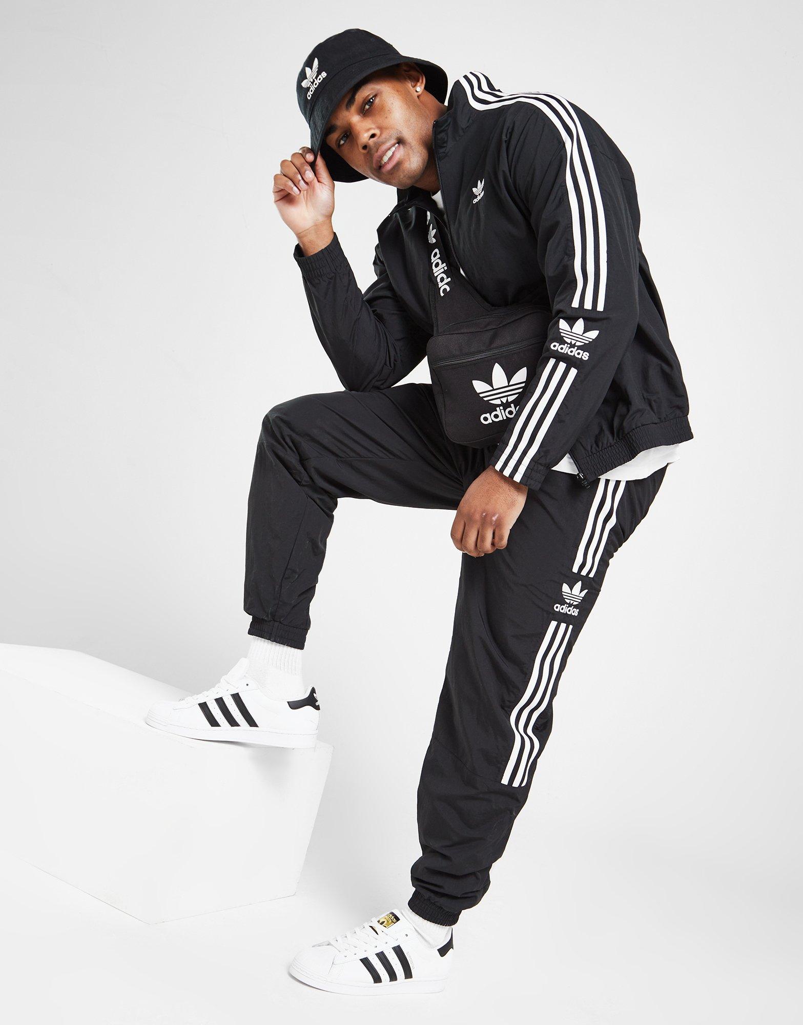 adidas lock up black nylon track pants