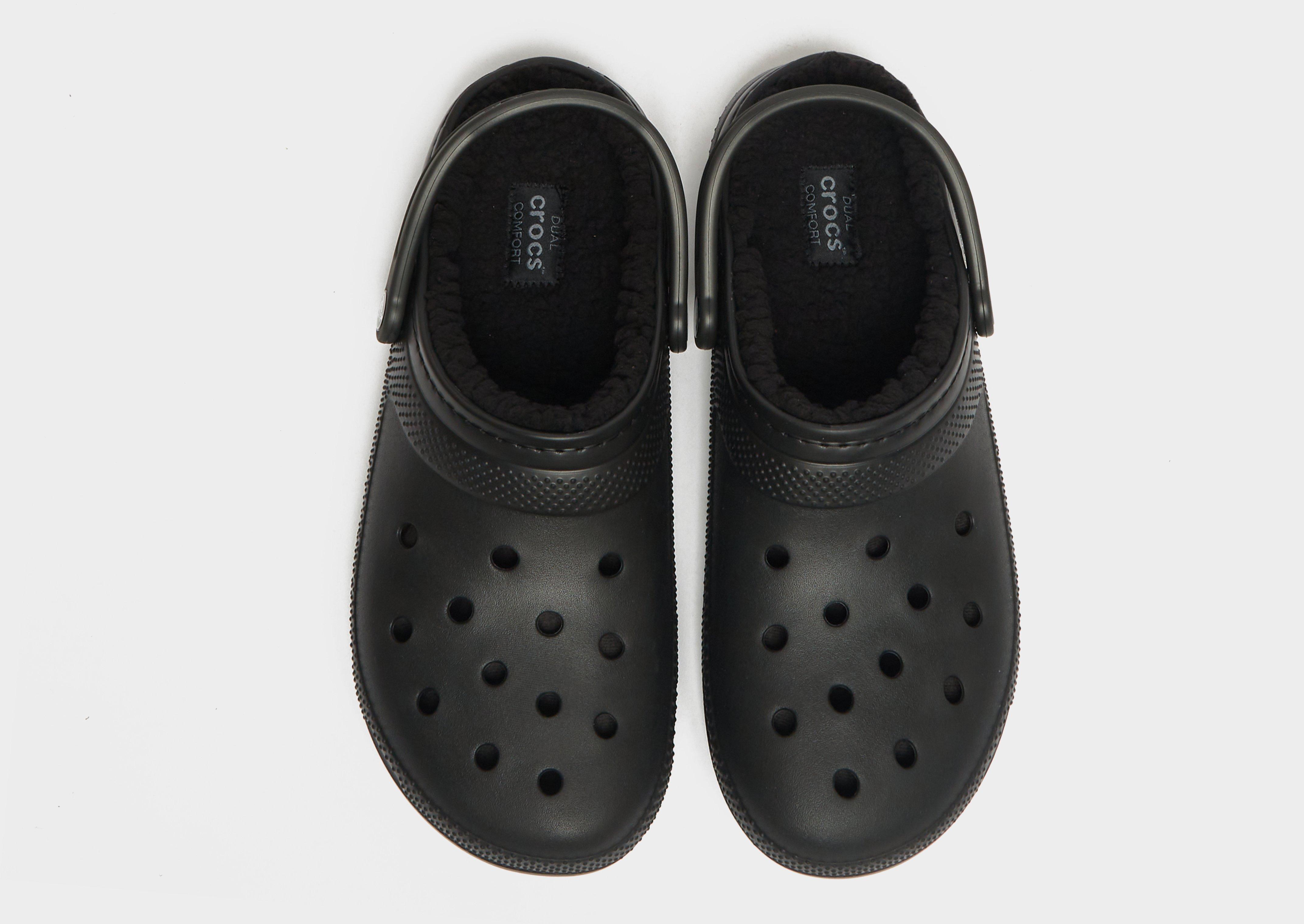 Fur crocs online black