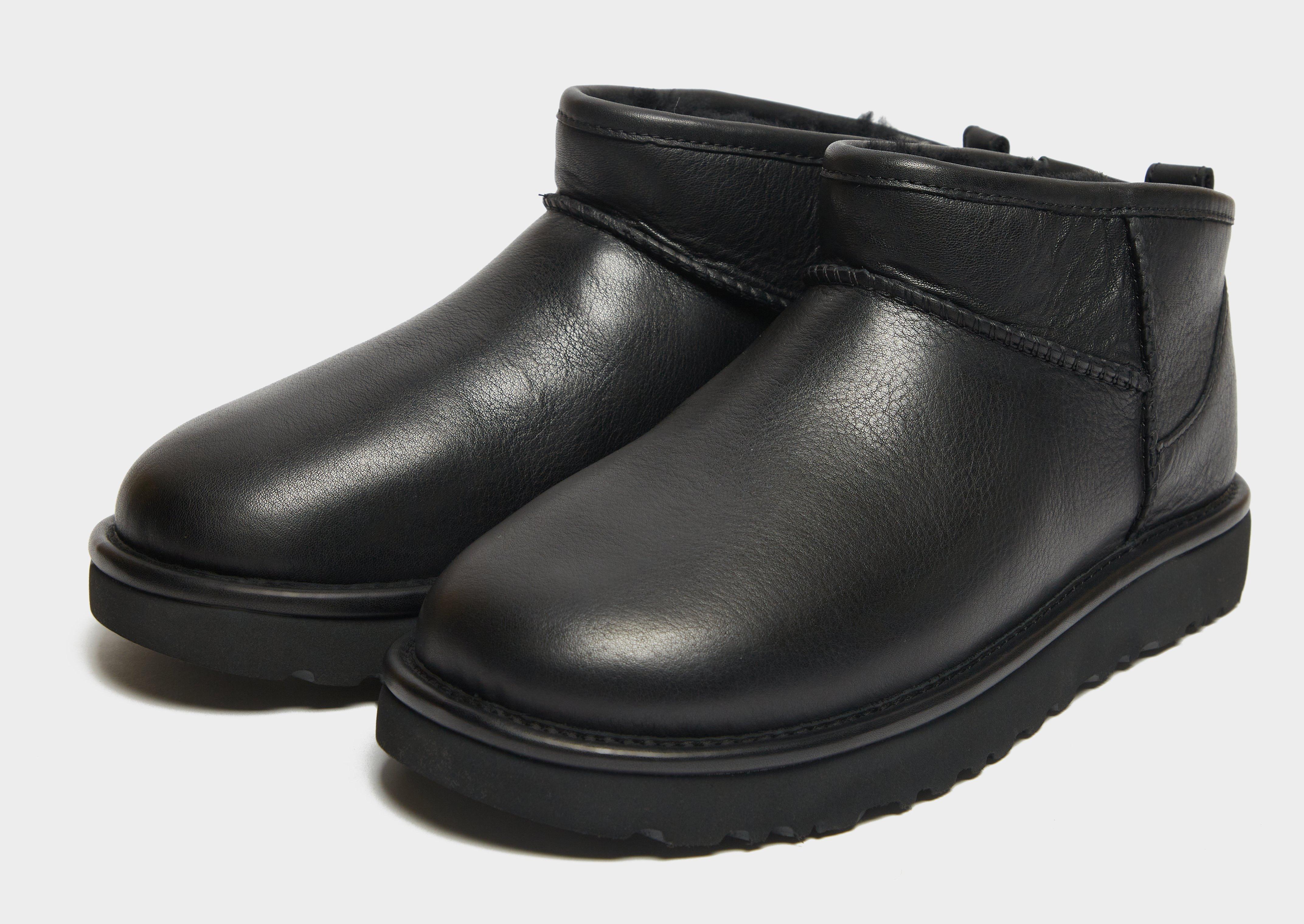 Black UGG Classic Ultra Mini Leather Boots Women's | JD Sports Global