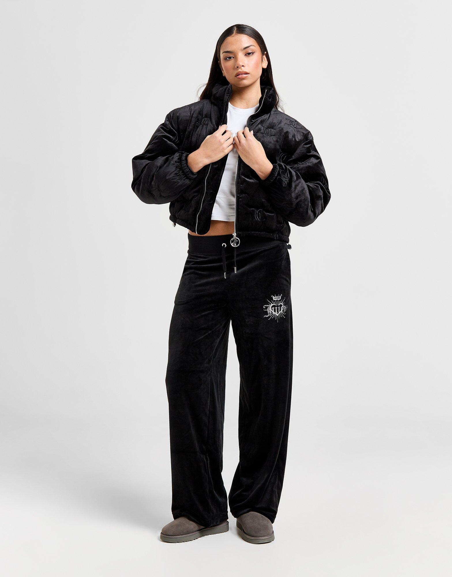 Black JUICY COUTURE All Over Print Velour Padded Jacket - JD