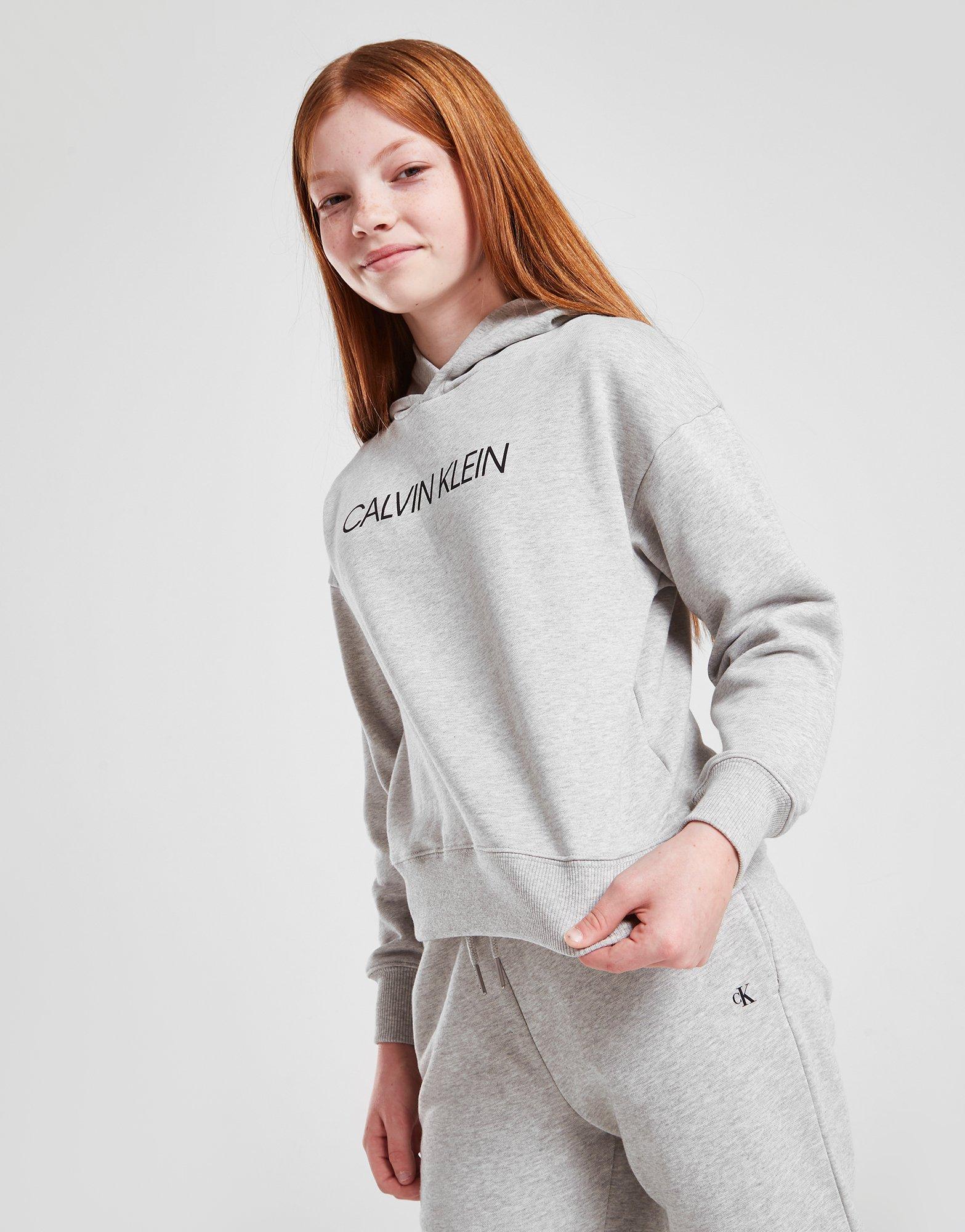 calvin klein grey cropped hoodie