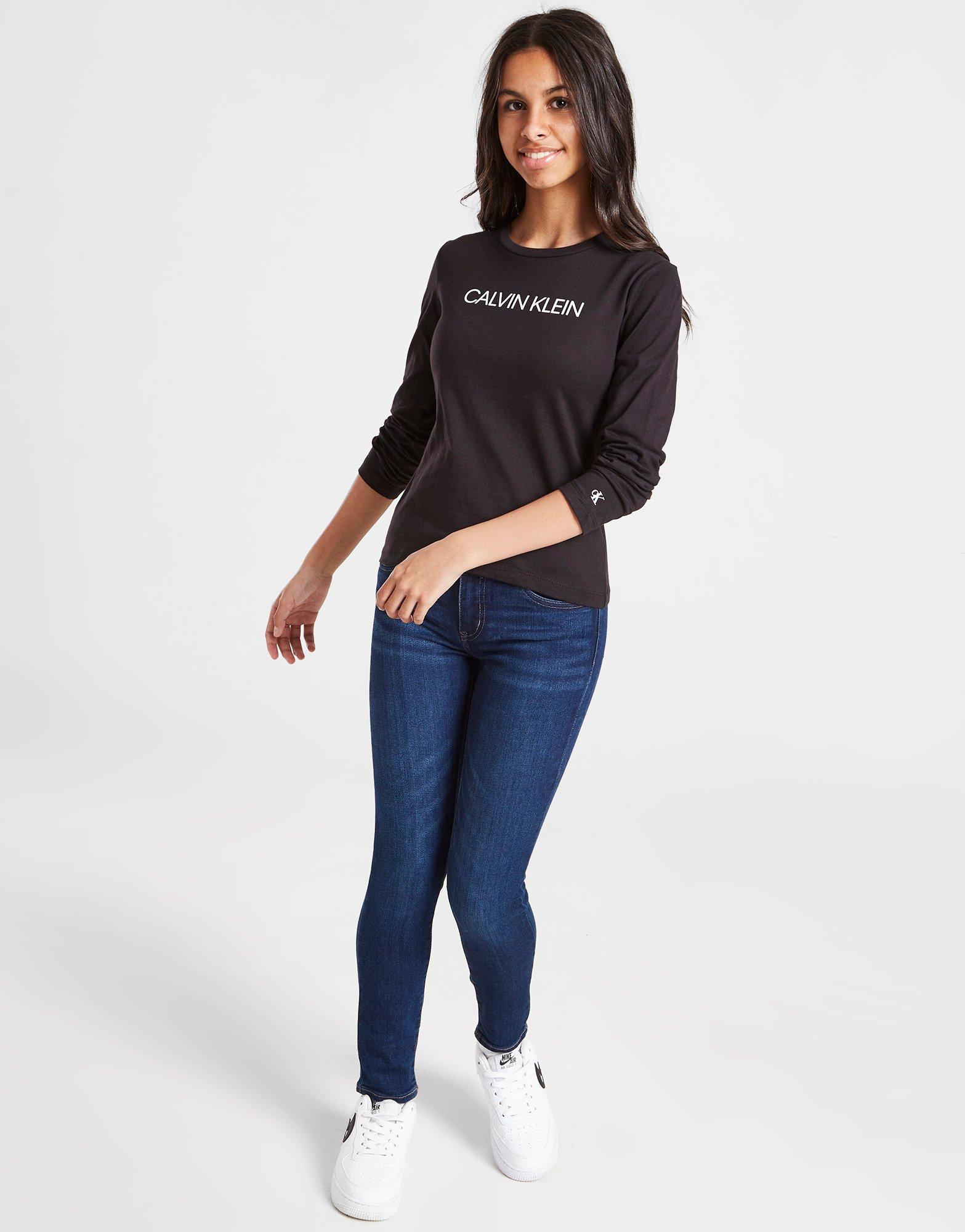 Calvin Klein Girls' Logo Slim Long Sleeve T-Shirt Junior