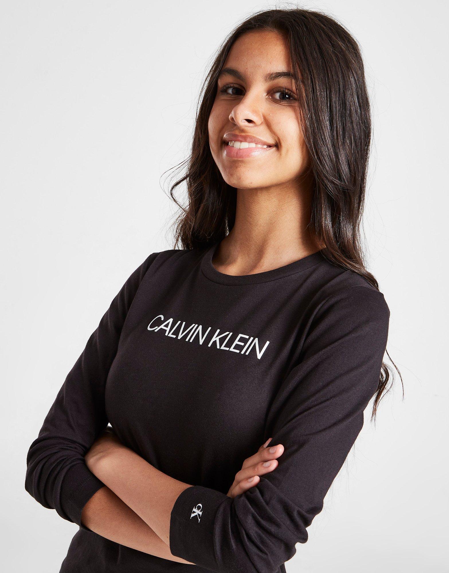 Calvin Klein Girls' Logo Slim Long Sleeve T-Shirt Junior