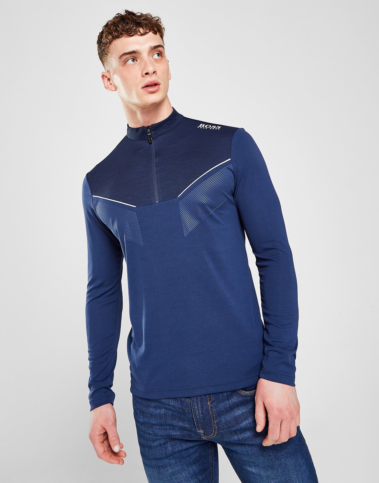 BOSS Piraq 1/4 Zip Tech Top in Celeste JD Sports