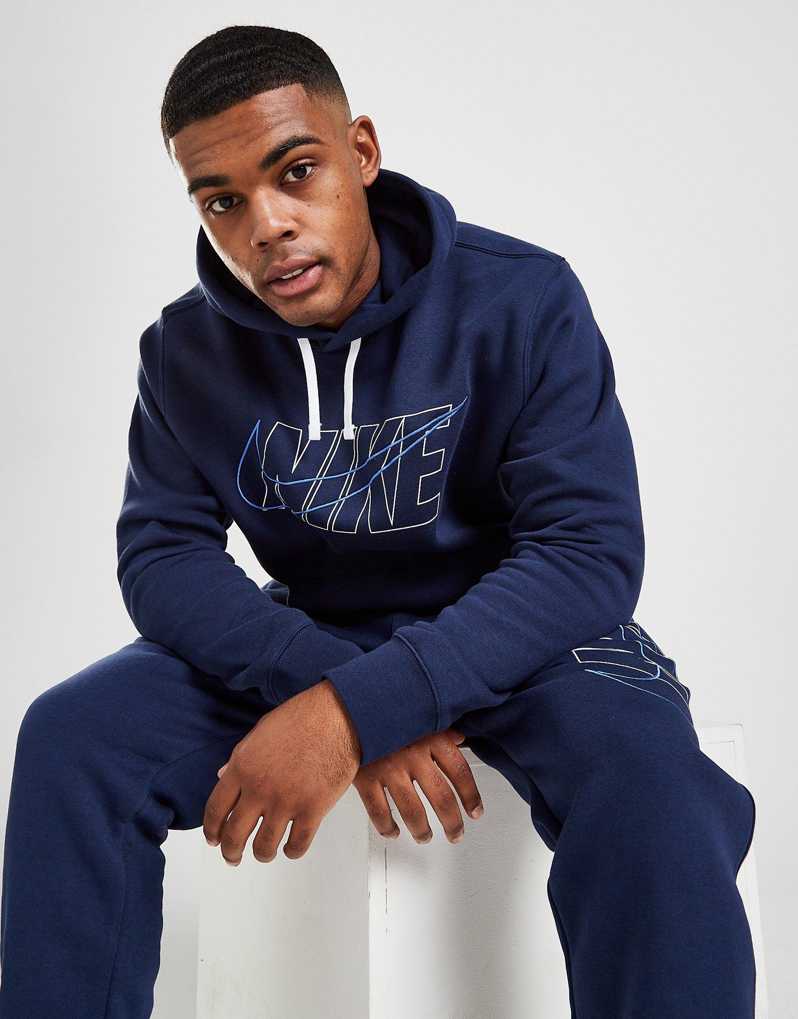 nike club overhead hoodie blue