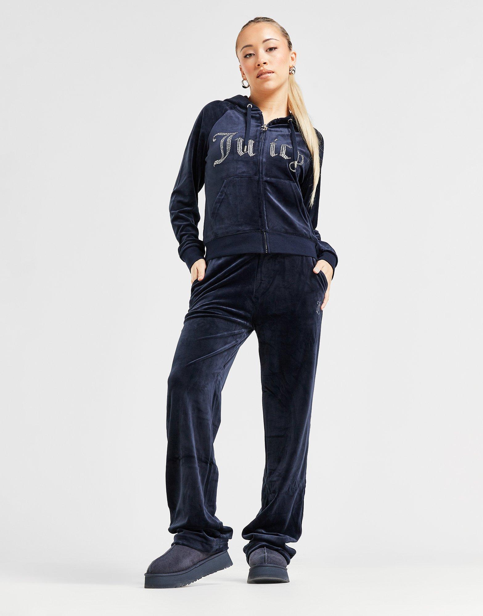 Juicy Couture co-ord velour tracksuit bottoms with diamante logo in blue