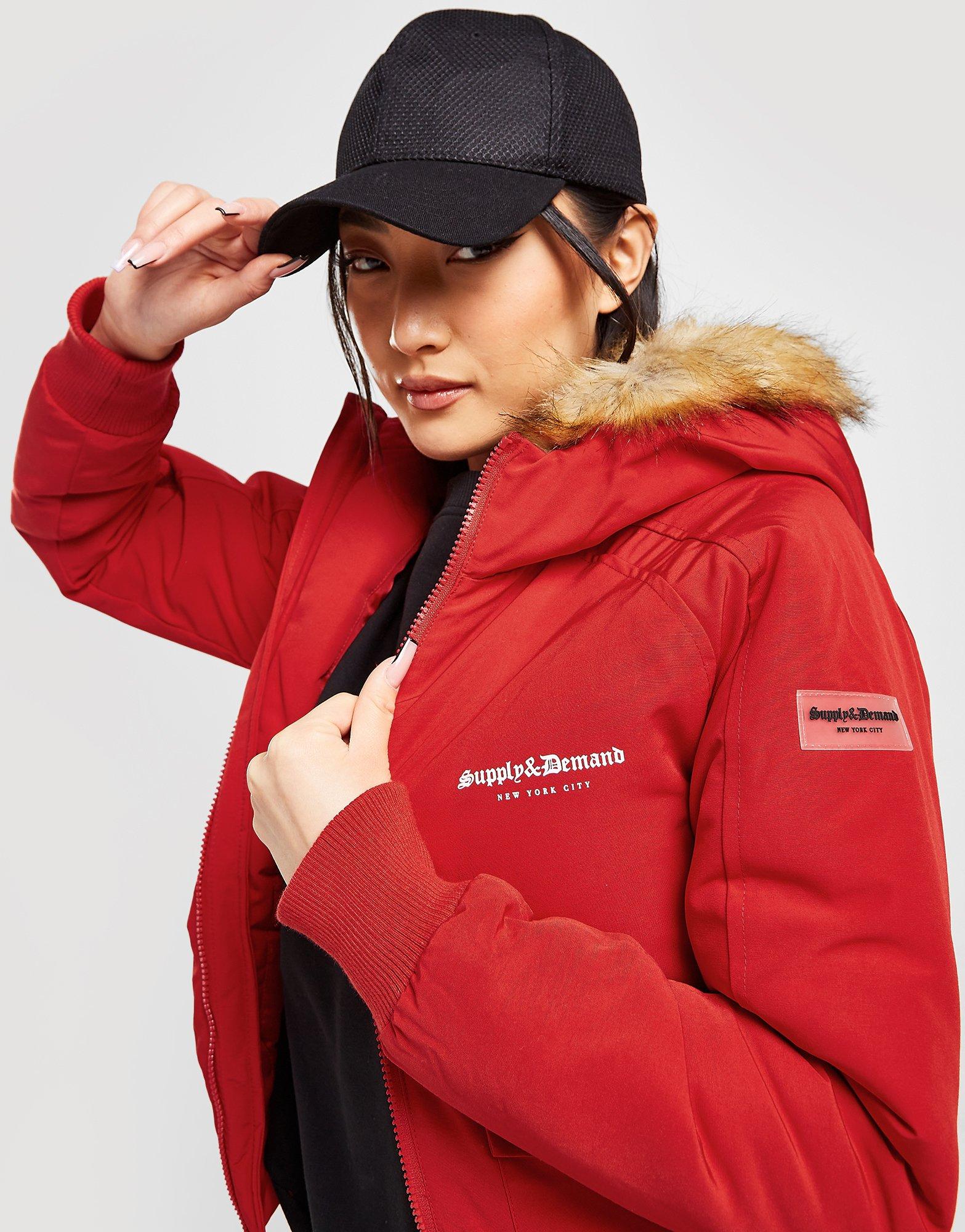 Supply & Demand Fur Hooded Bomber Jacket