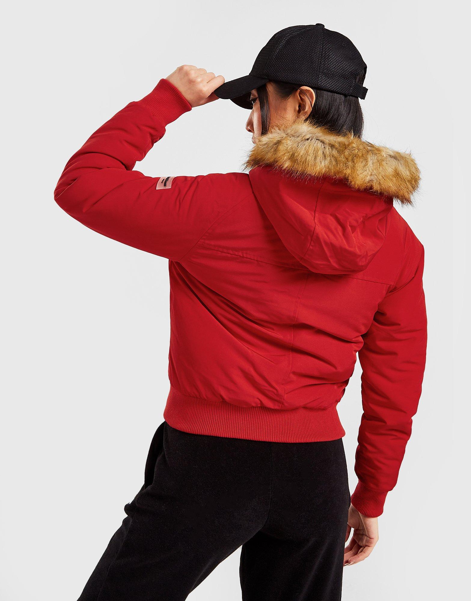 Supply & Demand Fur Hooded Bomber Jacket