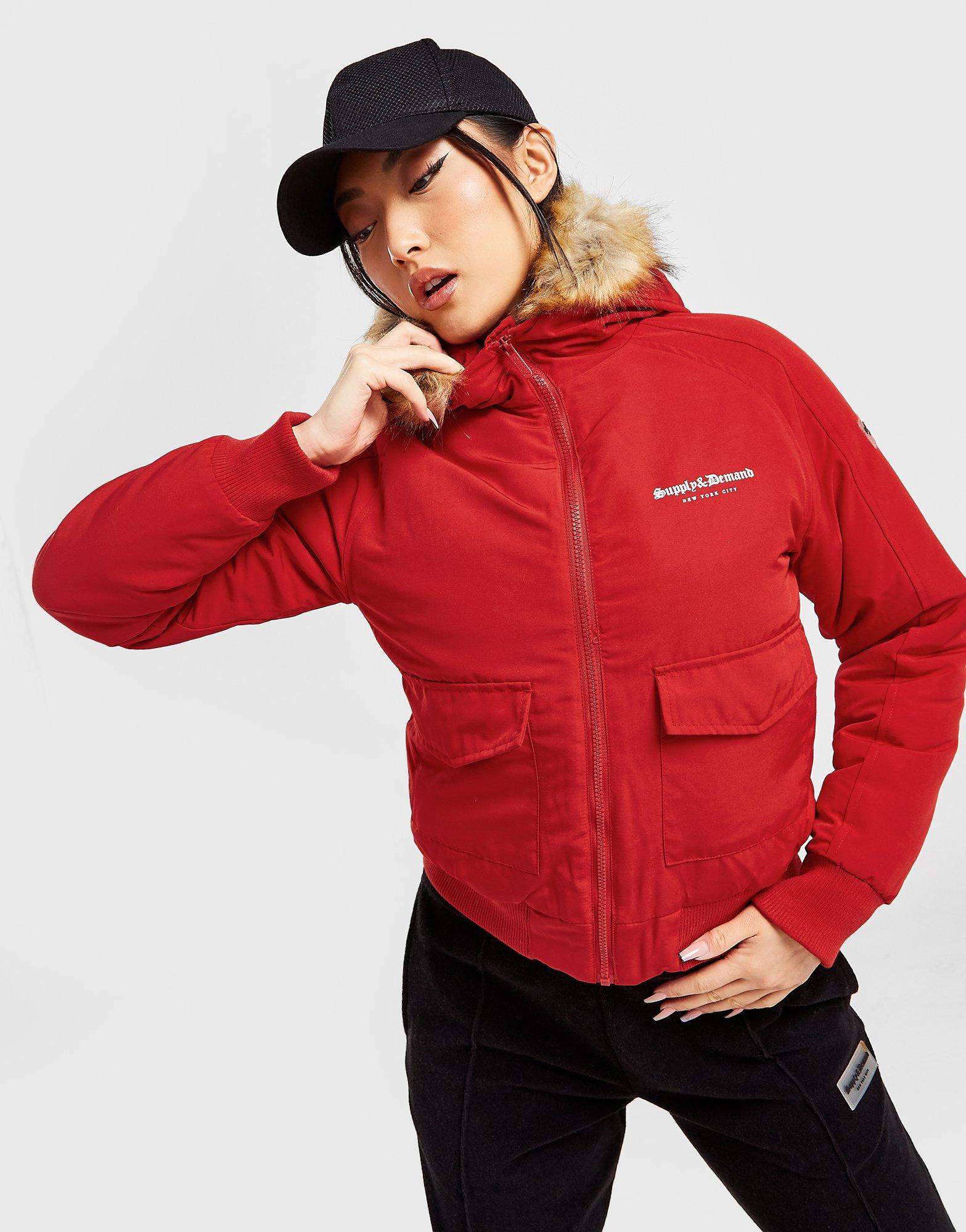 Supply & Demand Fur Hooded Bomber Jacket