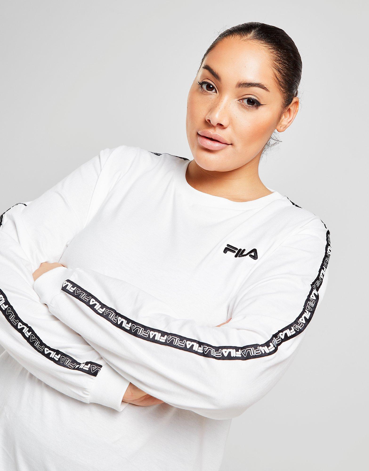 White Fila Tape Plus Size Long Sleeve 