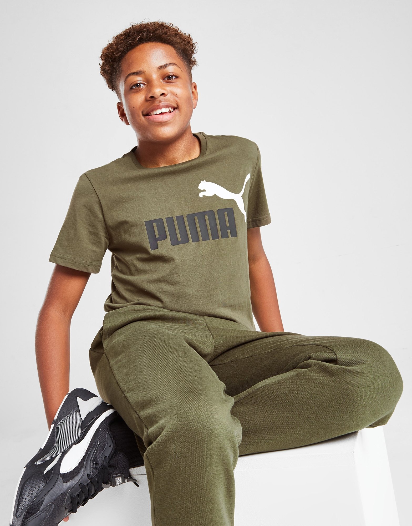 Green Puma Essential Logo TShirt Junior JD Sports