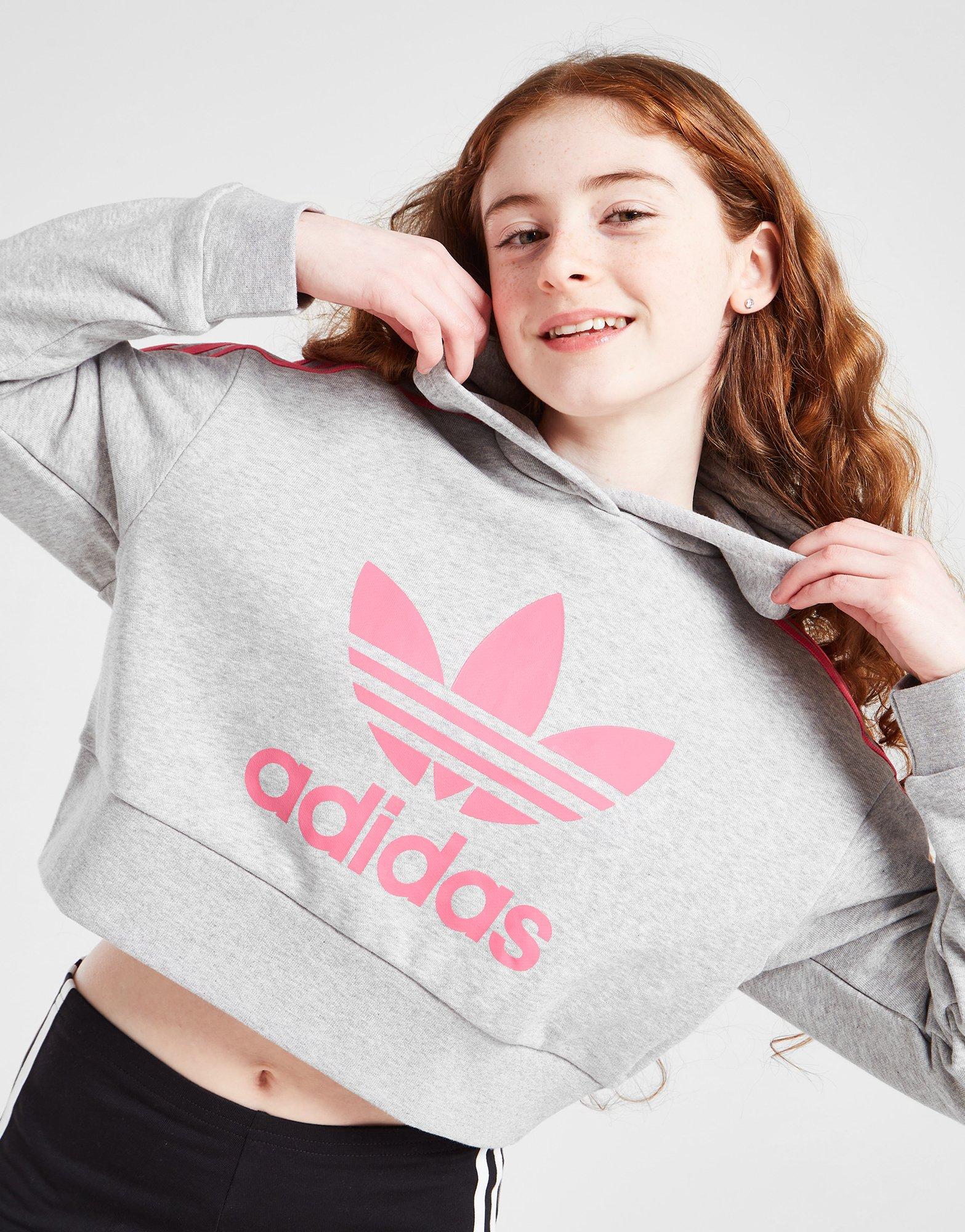 adidas Originals Girls' Crop Trefoil Hoodie Junior