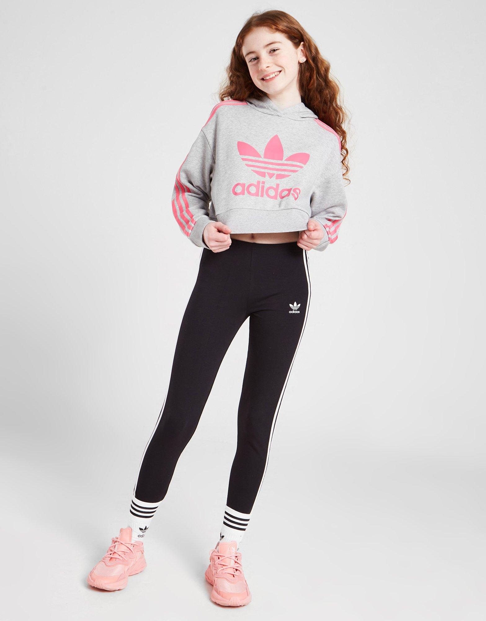 adidas Originals Girls' Crop Trefoil Hoodie Junior