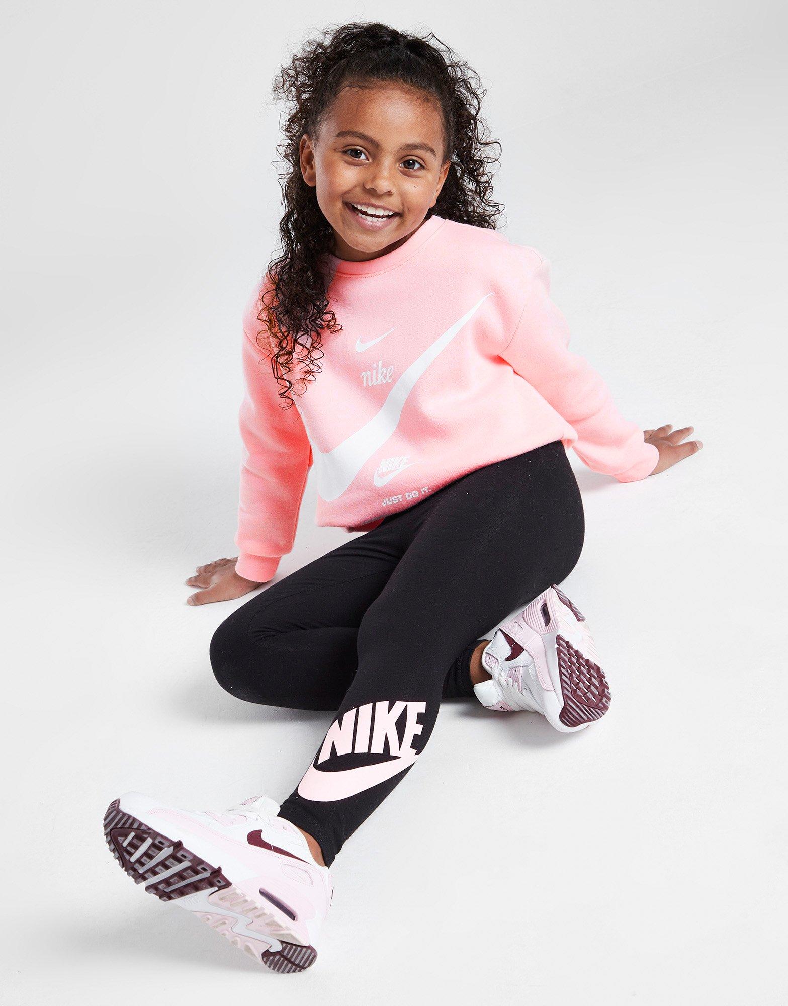 Pink Nike Girls' Graphic Crew/Leggings Set Children | JD Sports UK