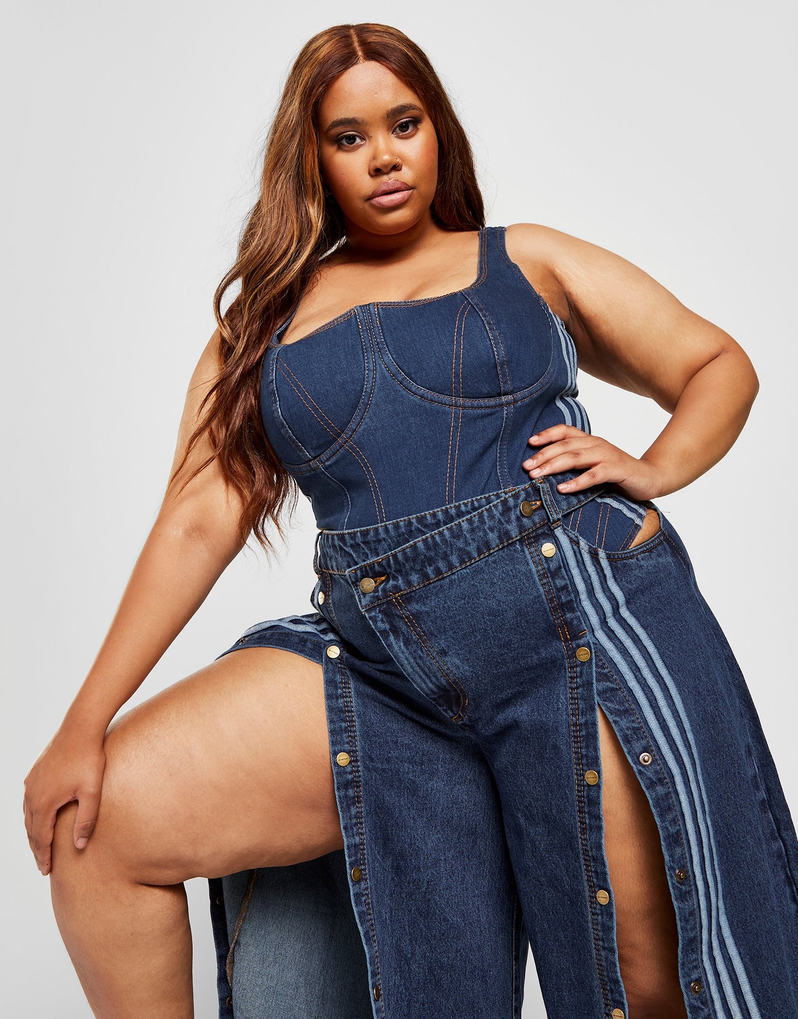 Blue adidas Originals x IVY PARK Plus Size Denim Bodysuit | JD Sports