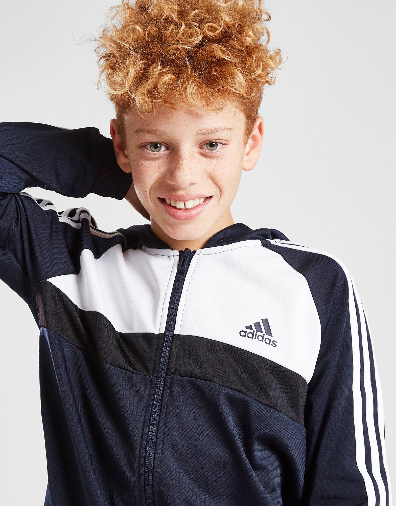 adidas Full Zip Hooded Poly Fleece Tracksuit Junior