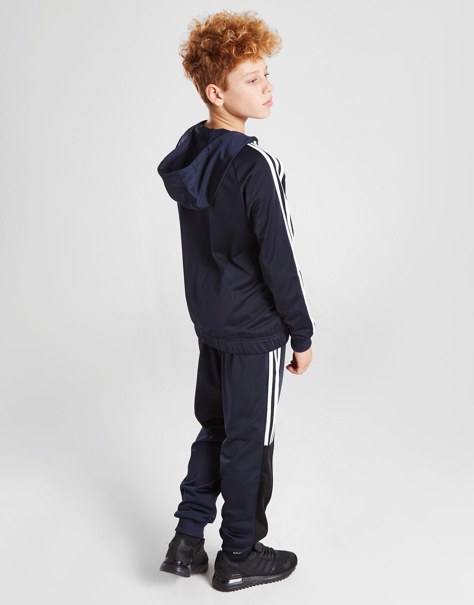 adidas Full Zip Hooded Poly Fleece Tracksuit Junior