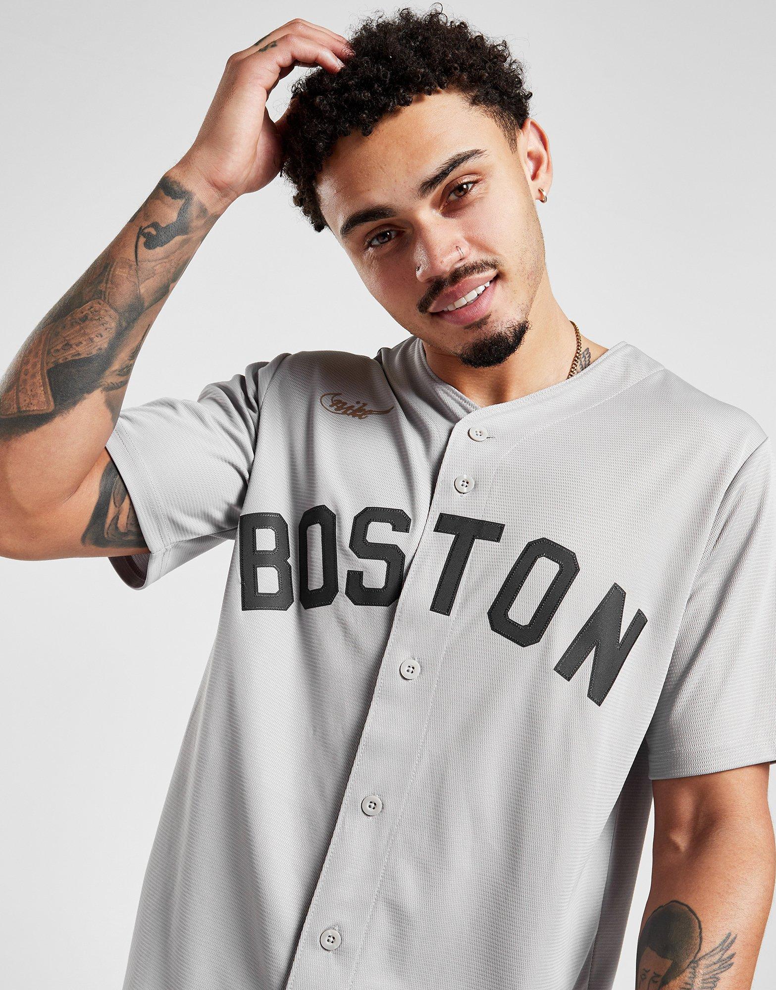 Grey Nike MLB Boston Red Sox Cooperstown Jersey