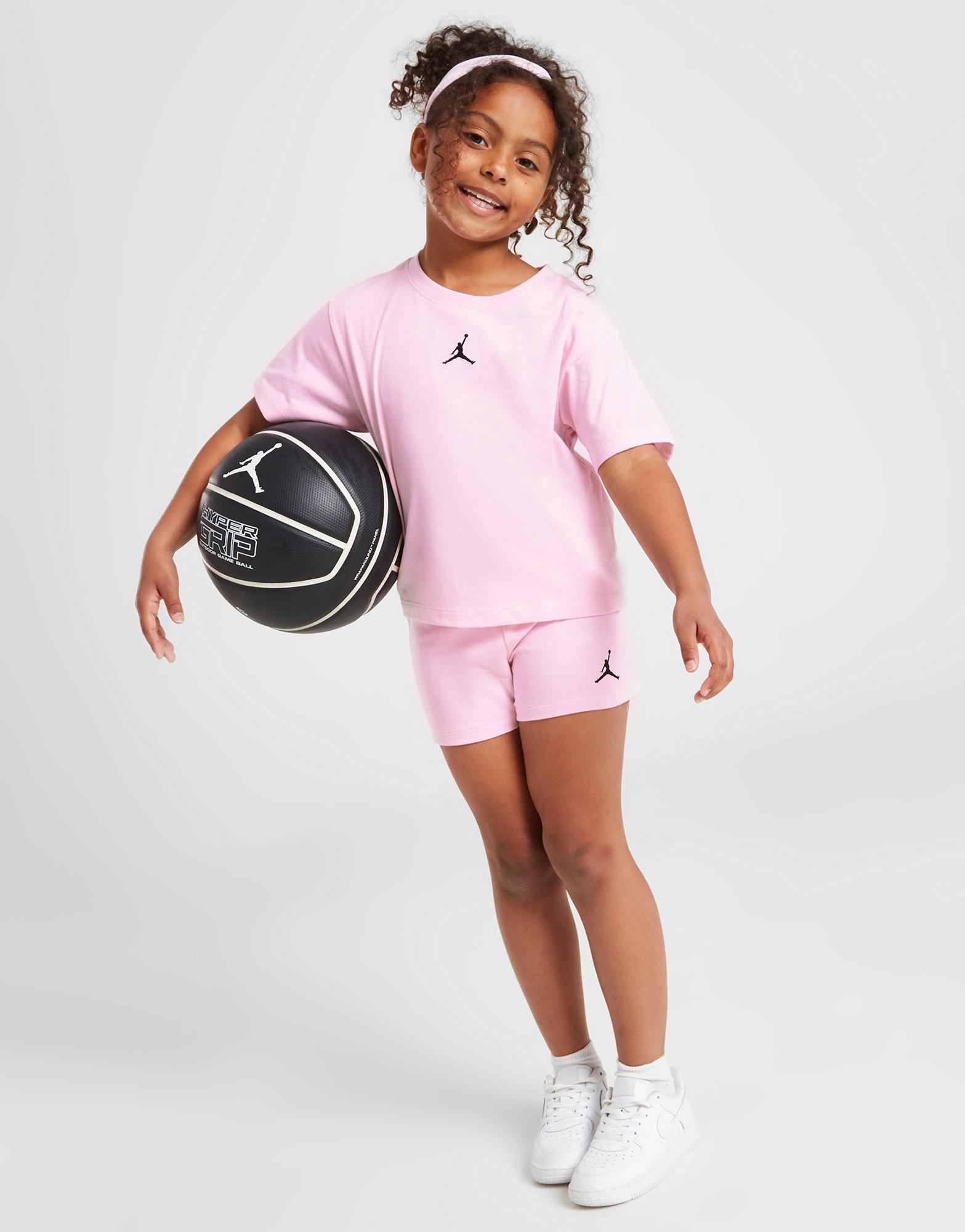 Pink Jordan Girls Essential T Shirt Shorts Set Children JD Sports UK