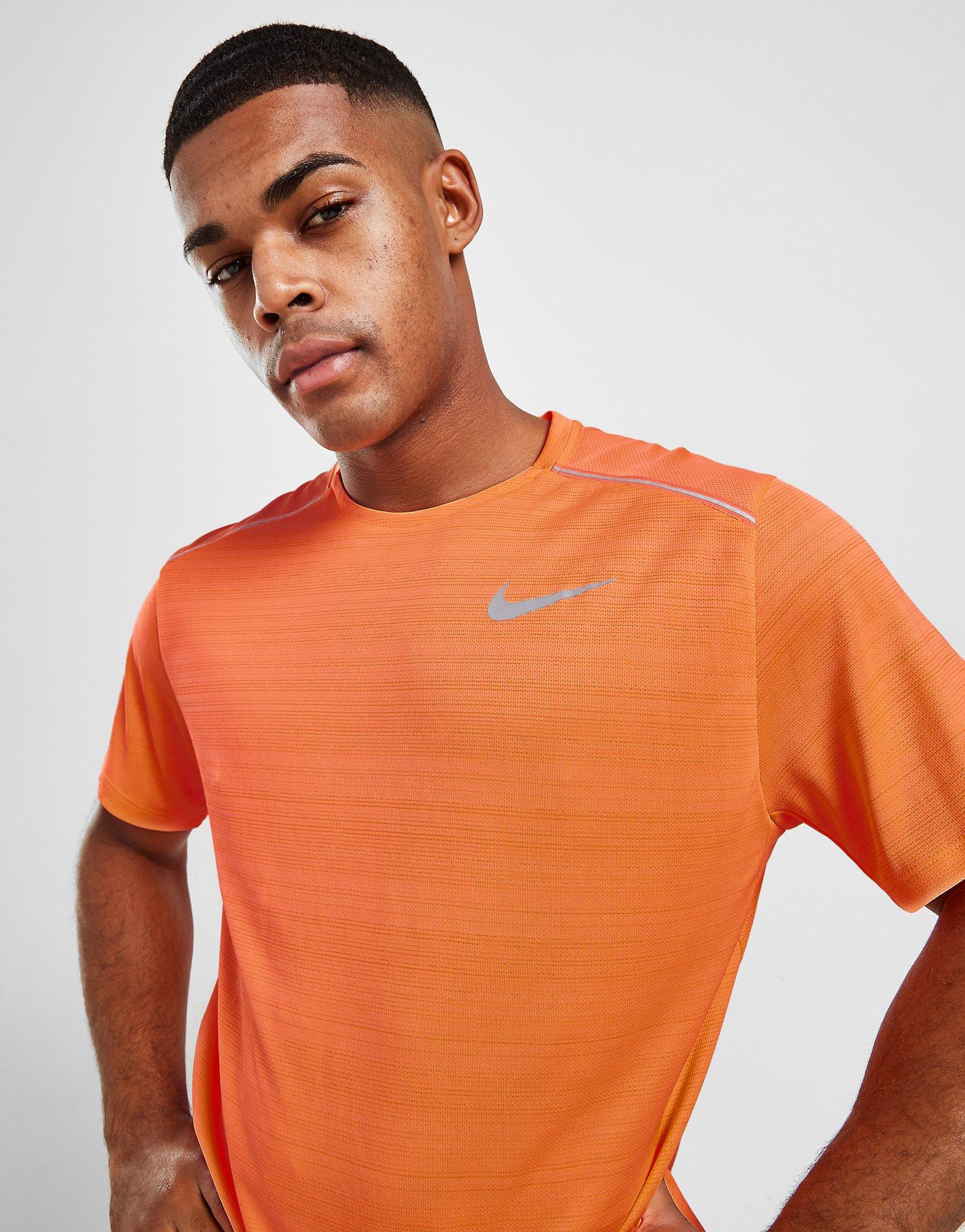 mens nike miler t shirt orange