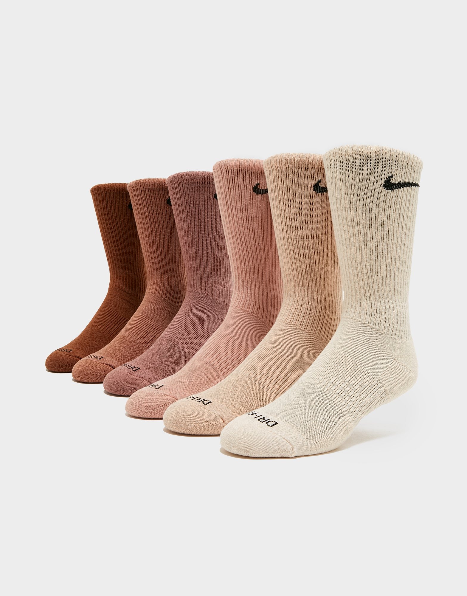 Brown Nike 6-Pack Everyday Cushioned Training Crew Socks - JD Sports Global