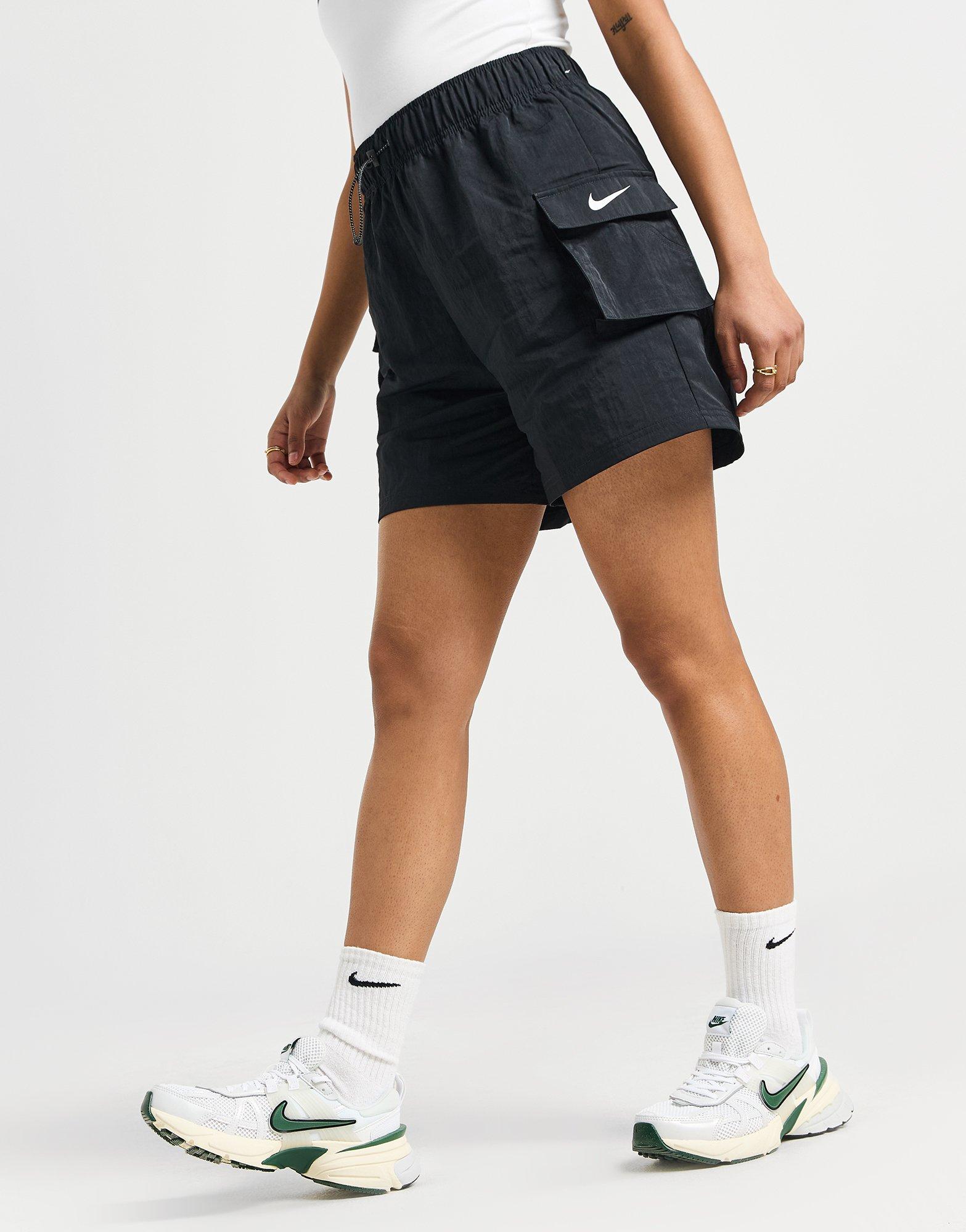 Nike mini swoosh woven cargo shorts with pockets in neutral olive