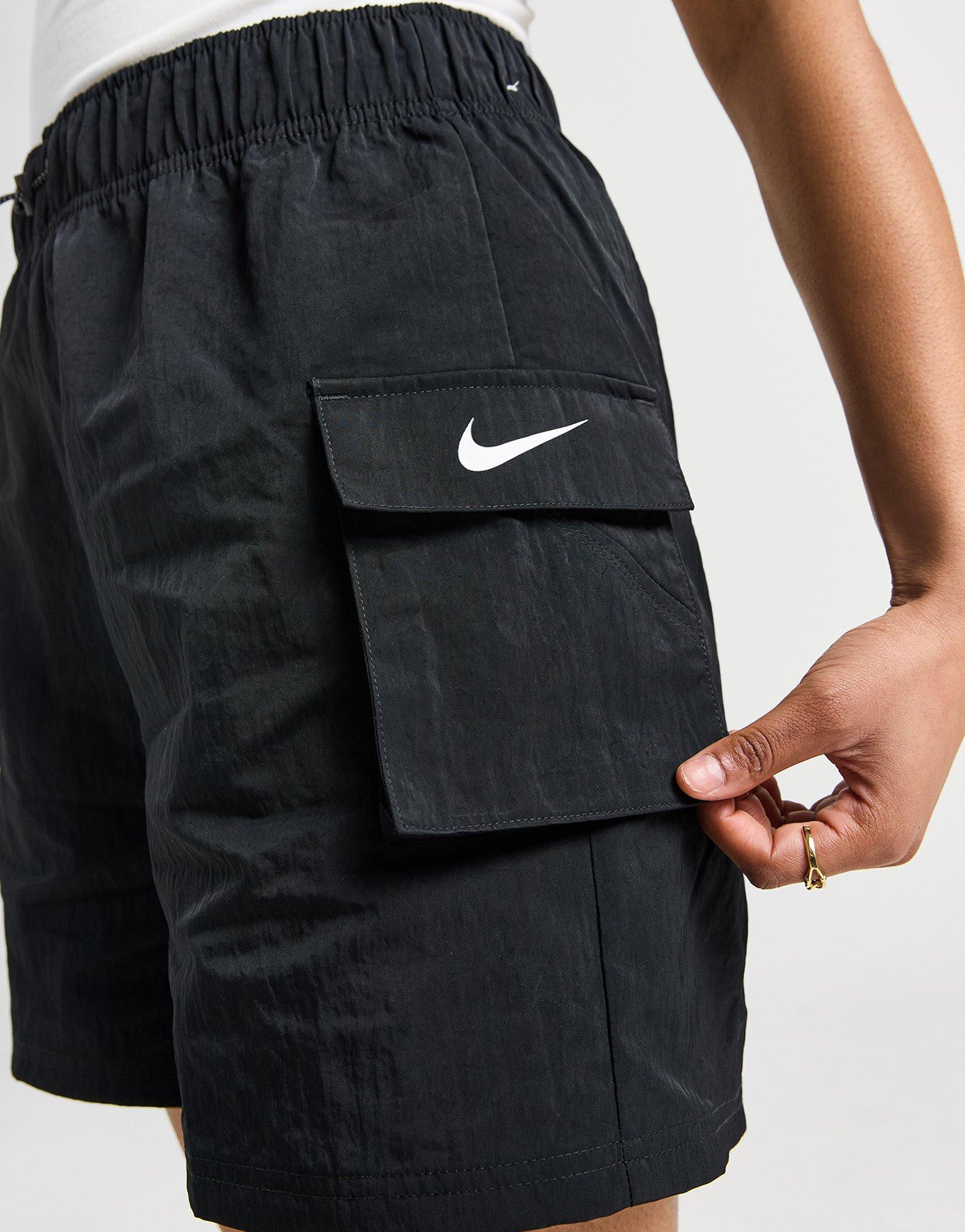 Nike mini swoosh woven cargo shorts with pockets in neutral olive