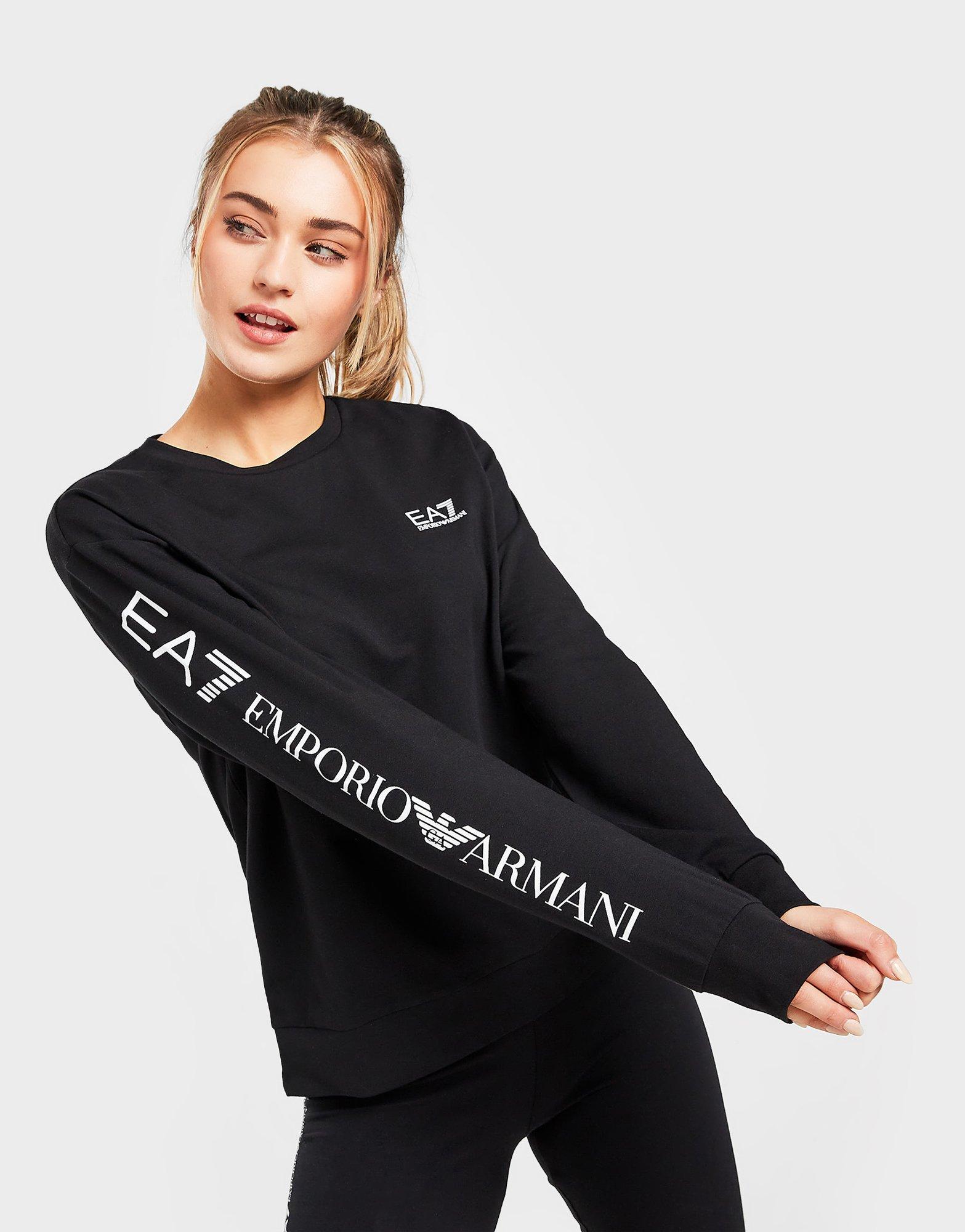 Black Emporio Armani EA7 Sleve Logo Crew Sweatshirt | JD Sports UK