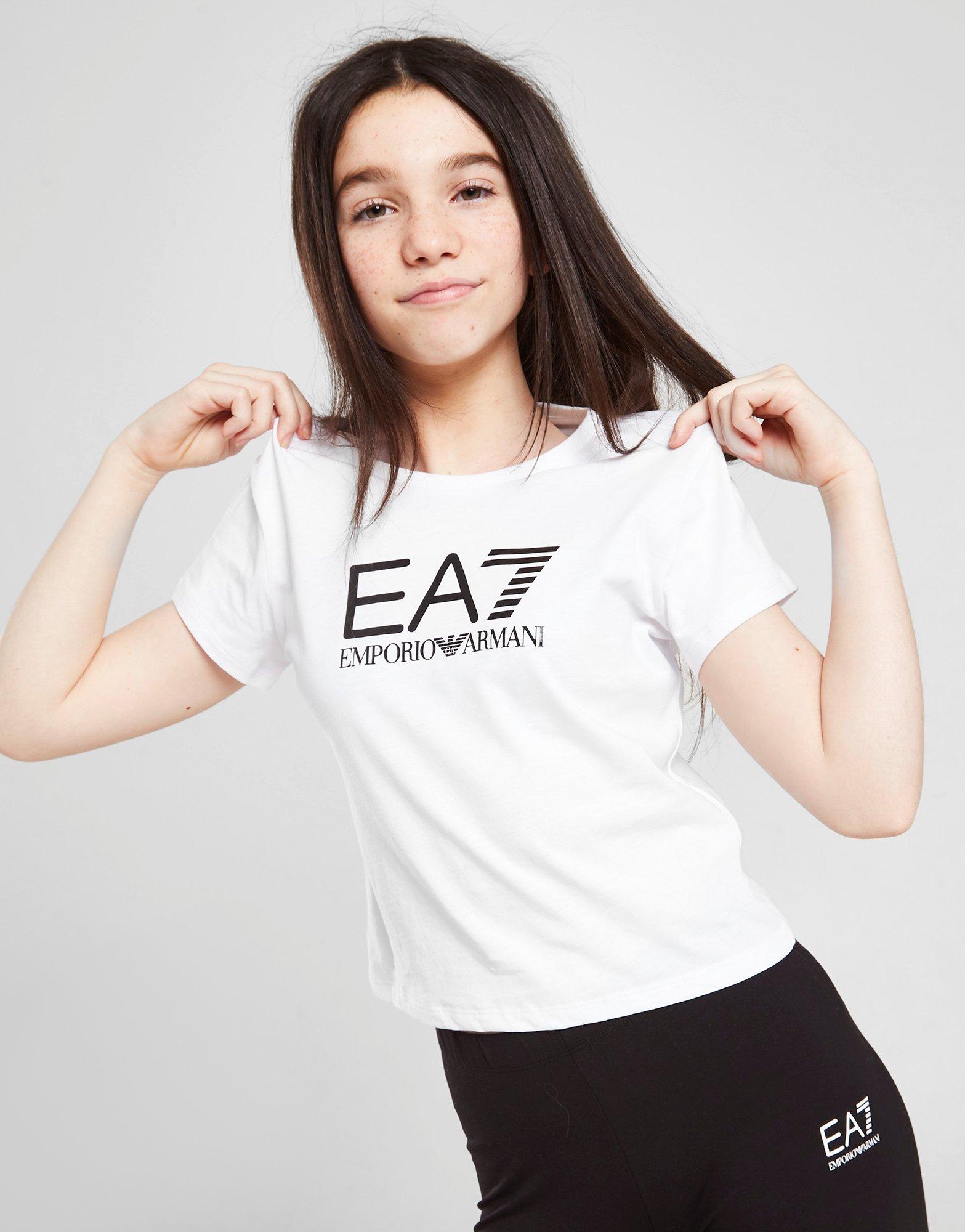 Emporio Armani EA7 Girls' Crop Logo T-Shirt Junior