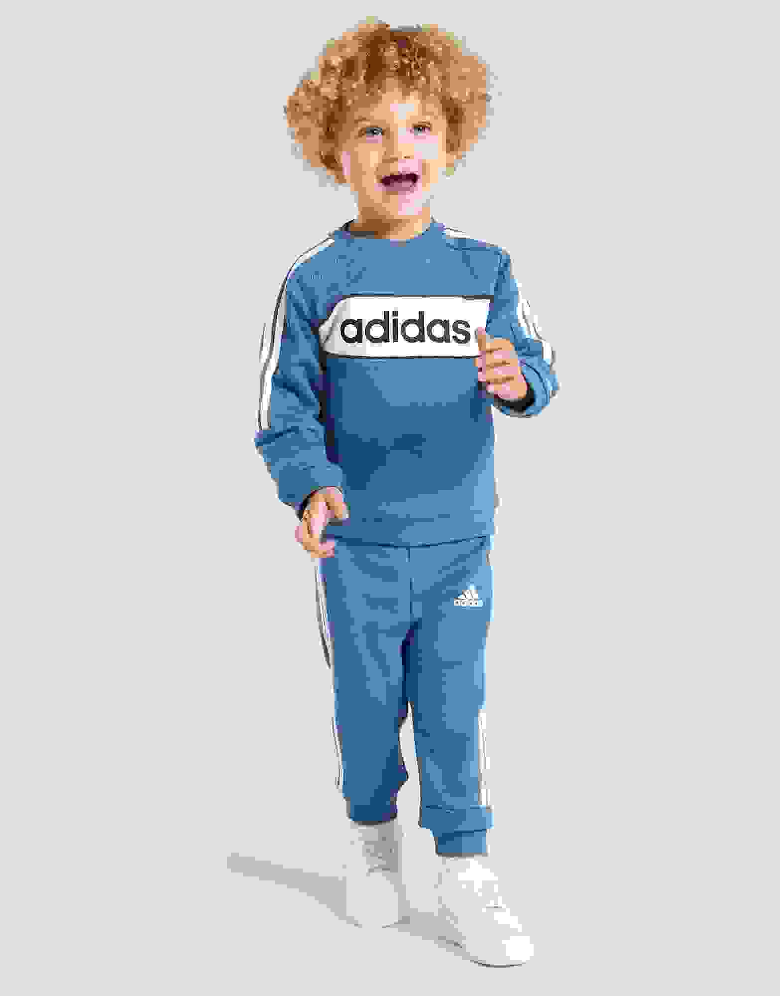 Blue adidas Linear Logo Essential Tracksuit Infant | JD Sports