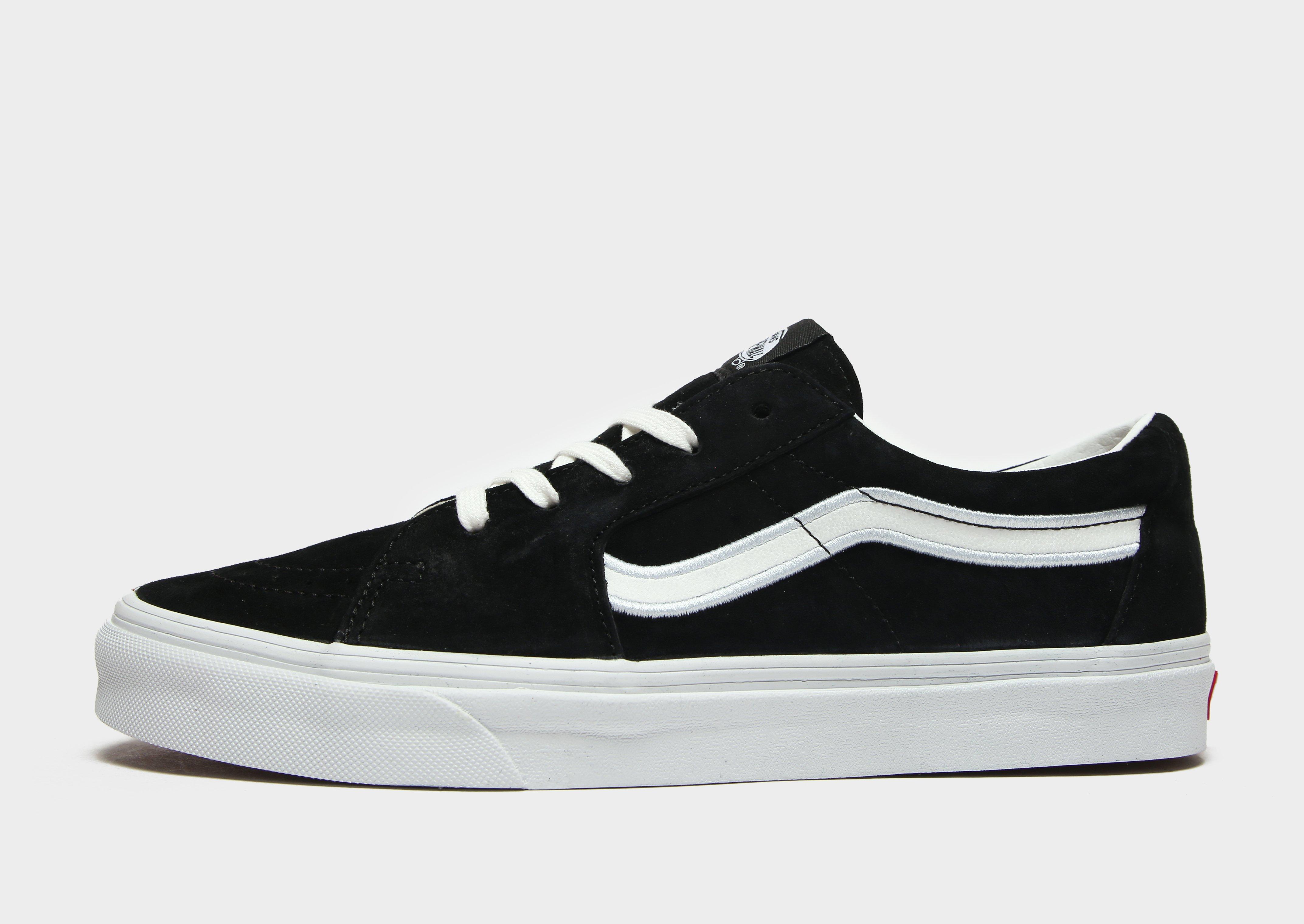 black and grey low top vans