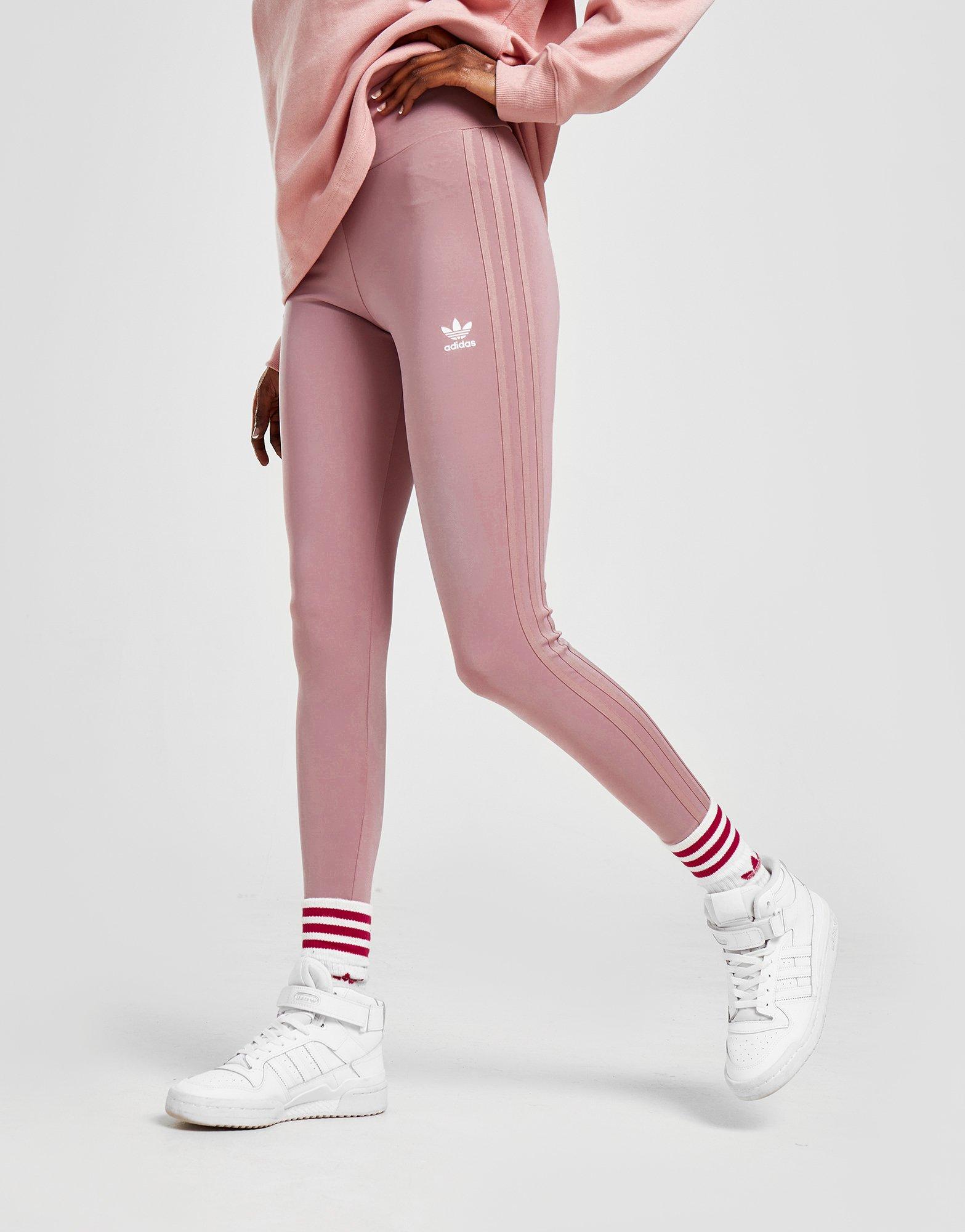 adidas 3 stripe leggings pink