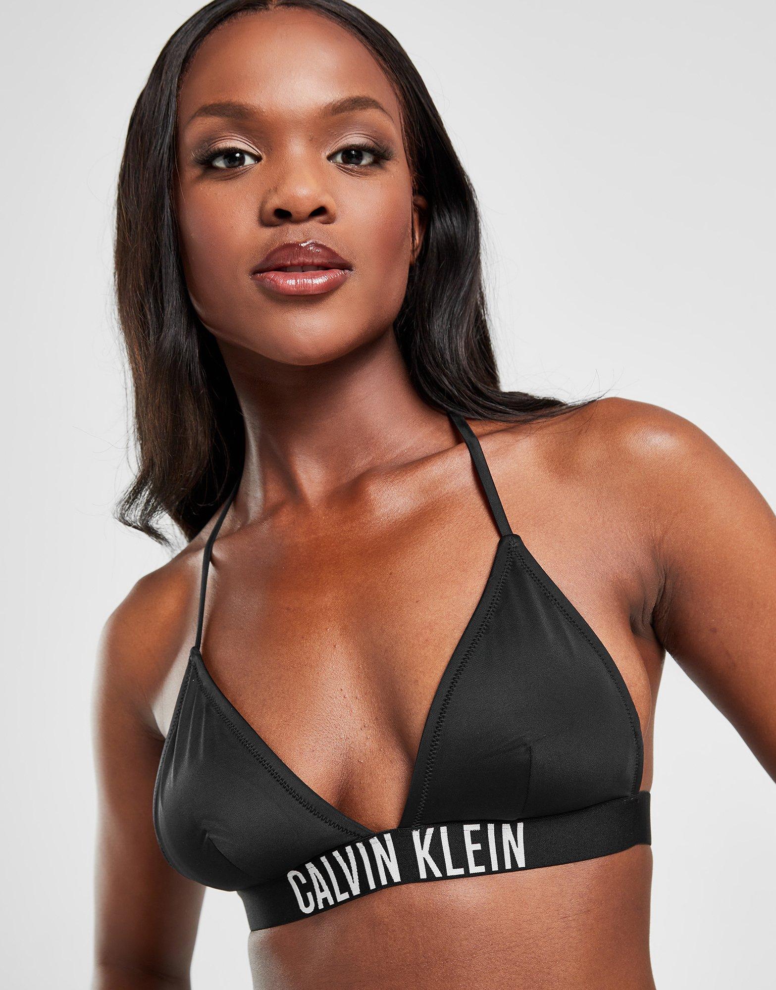 Calvin klein triangle shop bikini top black